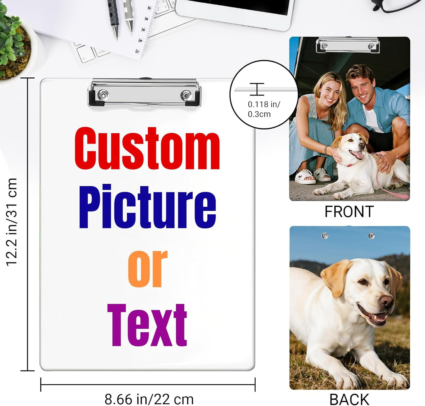Custom Acrylic Wedding Clipboard with Name Photo Logo Personalized Clipboard for Kids Women Men Custom Back to School Gift for Teachers Nurses Classroom Office