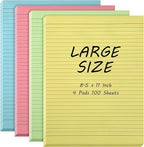 Crtiin 4 Pads Large Sticky Notes 8.5x11 Inch Lined Jumbo Sticky Notes by Crtiin