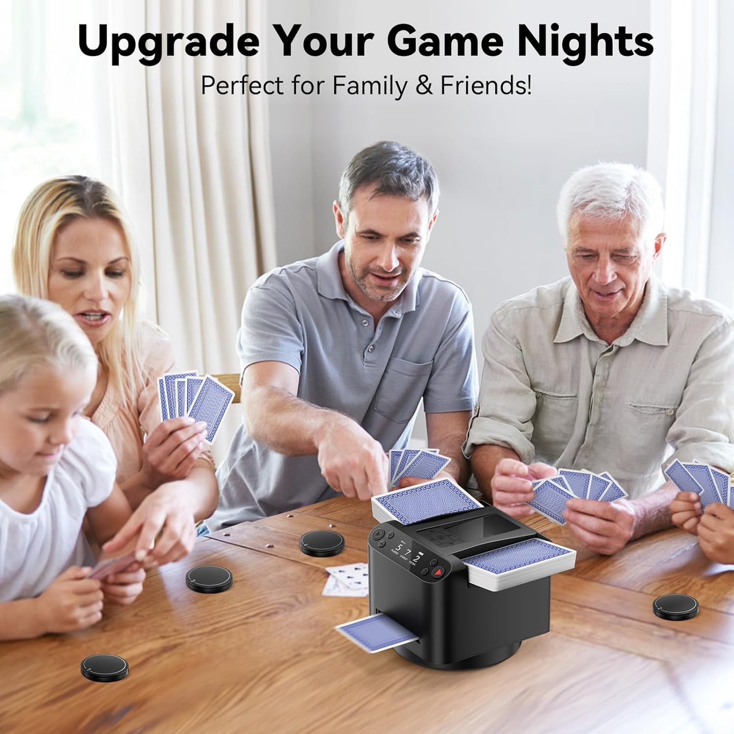 Automatic Card Shuffler for 1-2 Decks - Auto Rechargeable Canasta Shuffler Machine - Birthday Gifts for Card Lover Game Nights - Works Great with Texas Hold'em, Blackjack