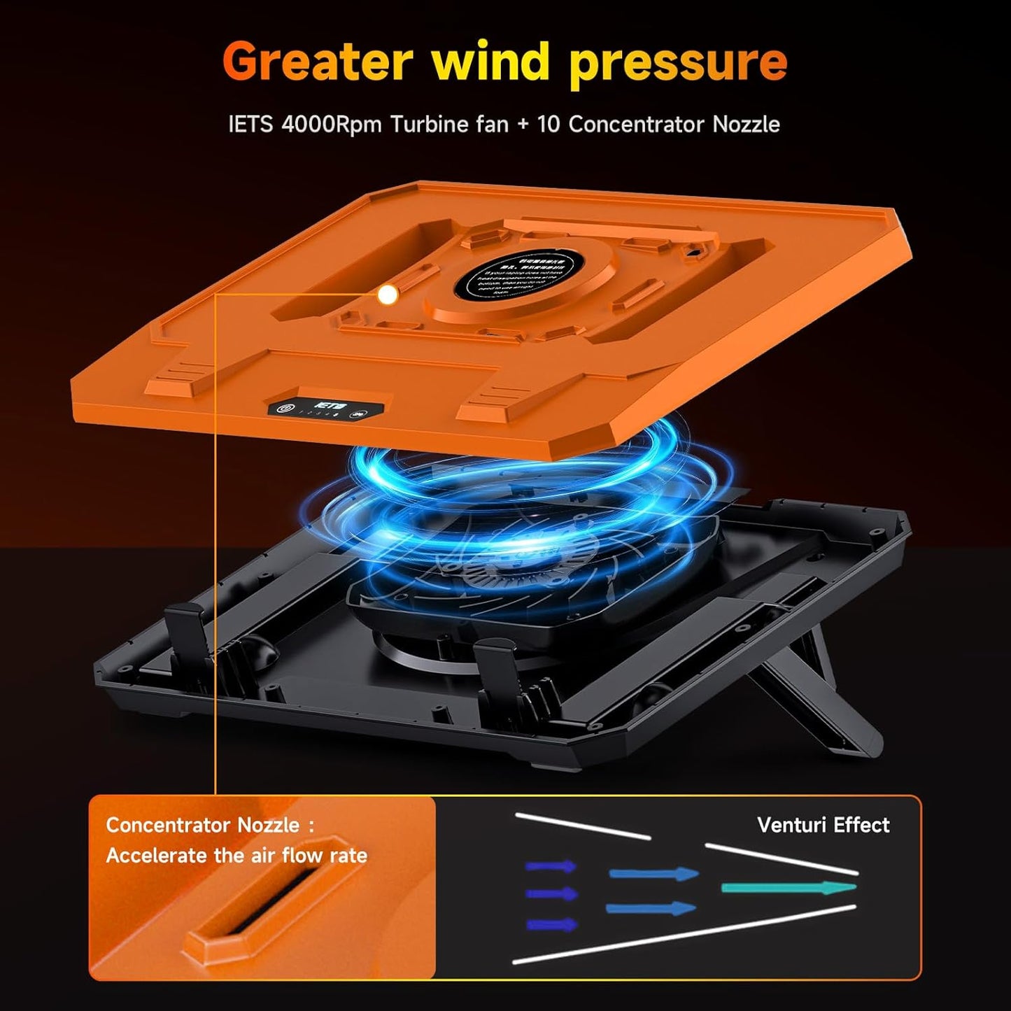 GT300 Upgraded Laptop Cooling Pad with Adjustable Stand, Turbo Boosted Cooler for Rapid Cooling 10-17inch Gaming Laptop, Flexible Sealing Ring，Featuring Air Filtration and USB Hub