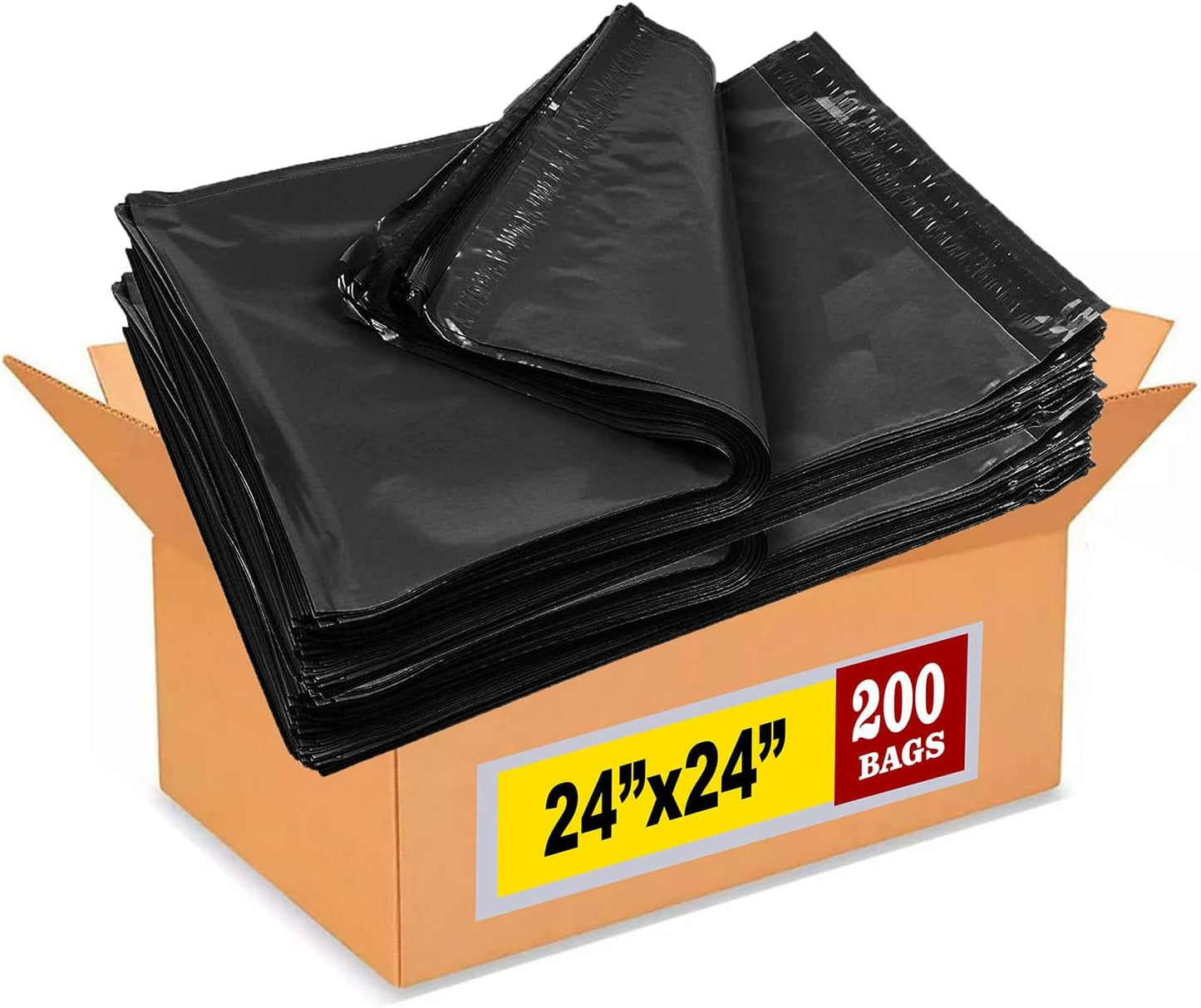 iMBAPrice 200-Pack Black Poly Mailers 24x24 Inch #8 Large Color Poly Mailing Envelopes Bags, Self Seal Adhesive Waterproof and Tear Proof (Total 200 Bags)
