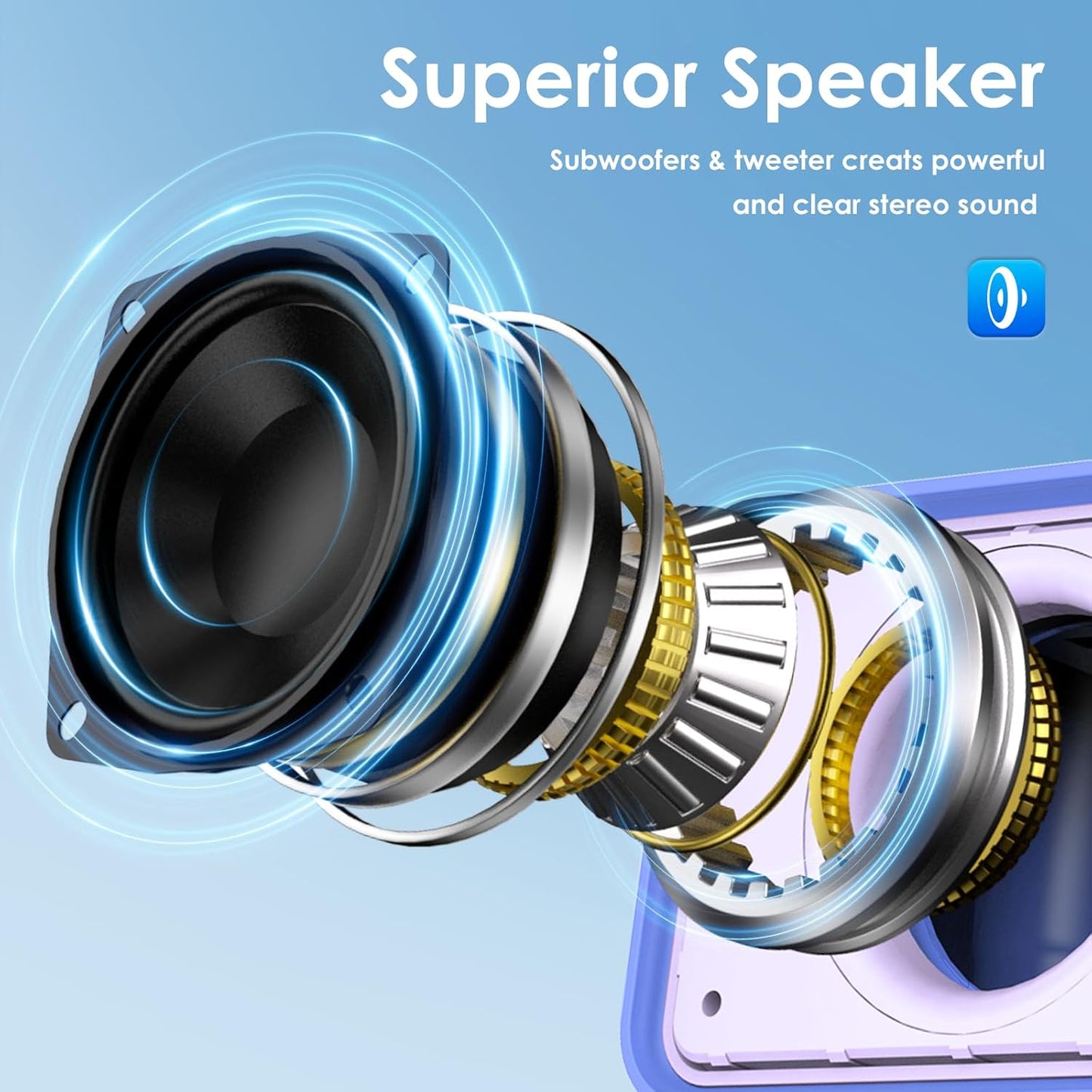 Karaoke Machine,Portable Bluetooth Speaker with 2 Wireless Microphone for Adults & Kids with LED Lights, Karaoke Microphone with PA System Supports USB/TF/AUX,Gift for Party (Purple Blue)