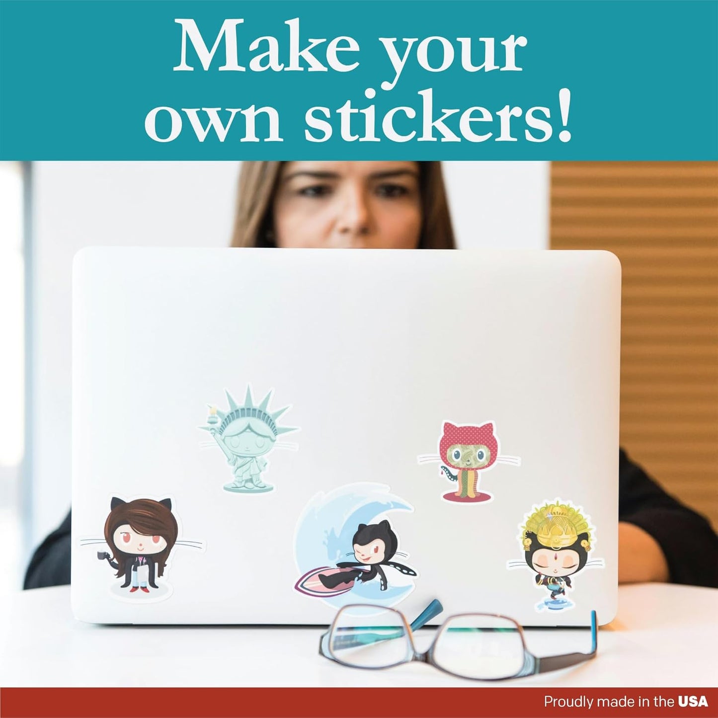 Premium Label Supply White Sticker Paper – No Back Slit - 8.5" x 11" – Laser/Inkjet Compatible – 1 per Sheet - 100 Sheets