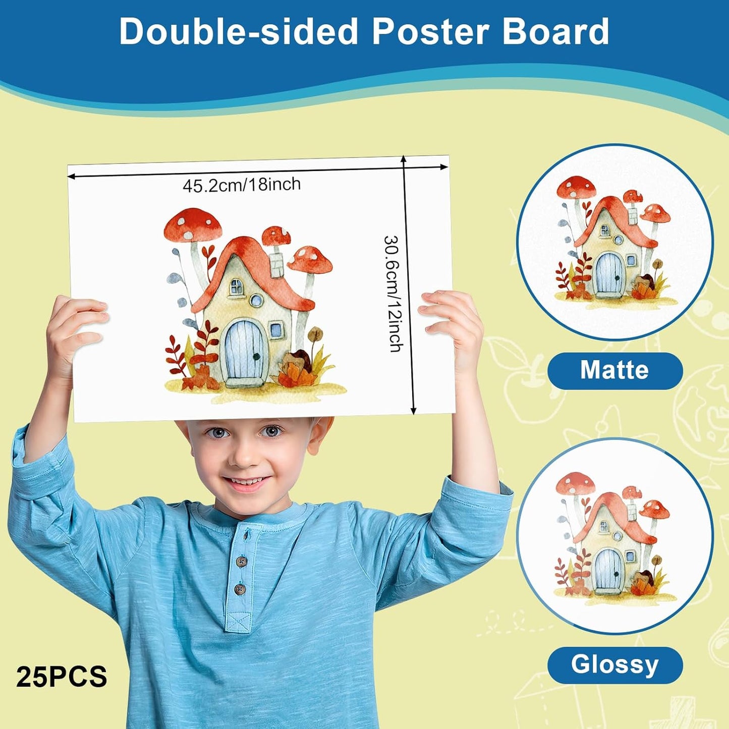 25 Pcs 12" x 18" Poster Board White Poster Board Paper Bulk 250 GSM Thickness Vision Boards Smart PosterBoard for Drawing School Arts Craft Projects Presentations Scrapbooking Blank Graphic Display