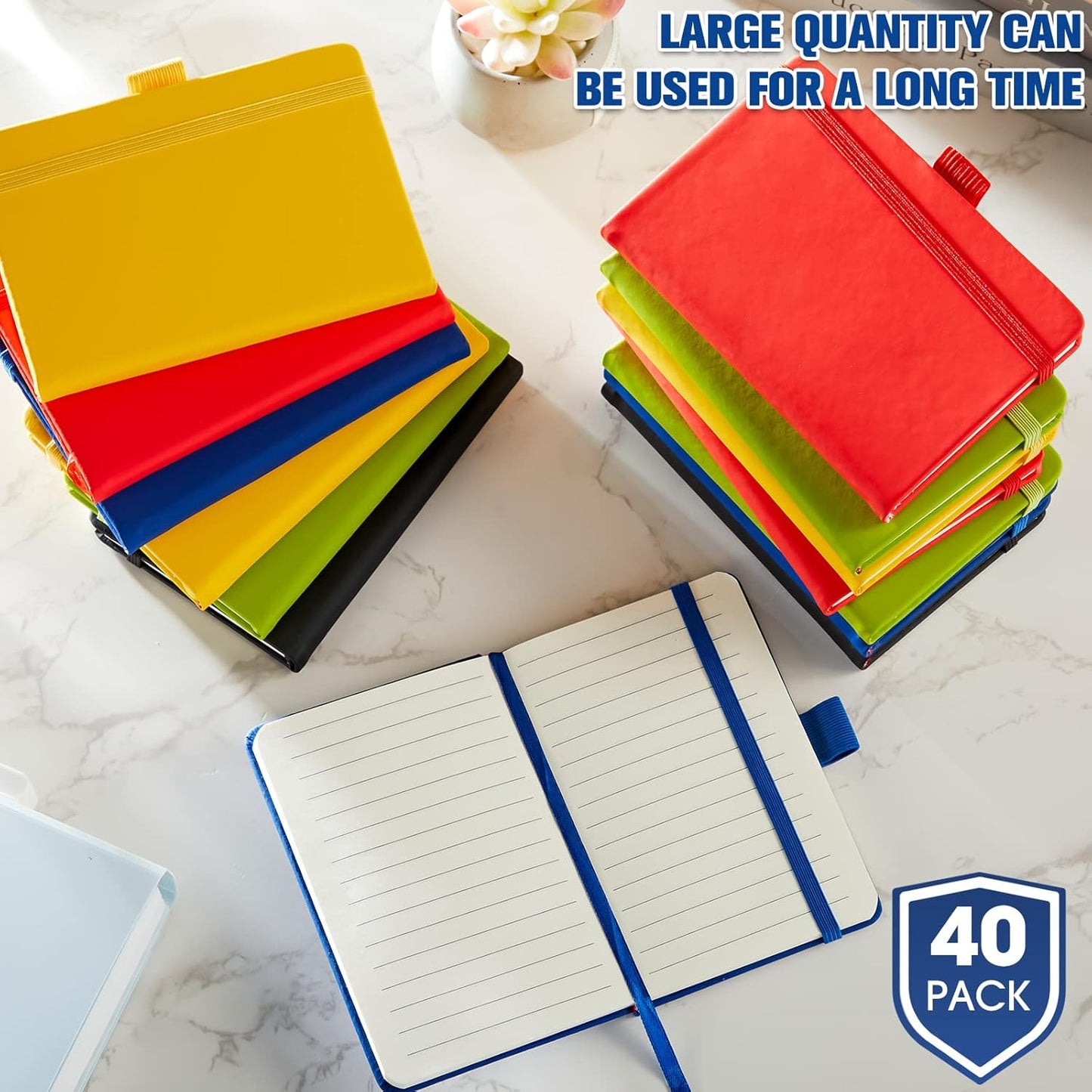 40 Pack Pocket Notebook Journals A6 Mini Hardcover Journal PU Leather Lined Notebooks 3.5 x 5.5 Inch Small College Ruled Notepad With Pen Holder for Writing Office School Supplies(Mixed Color)