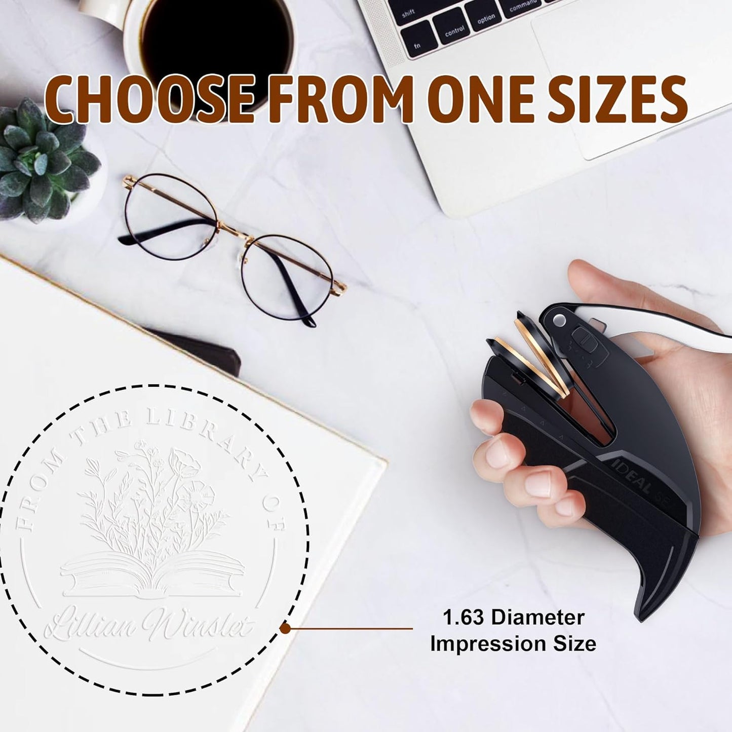Book Embosser Personalized - Custom Library Embosser Stamp Gifts for Book Lovers, Readers, Teachers (Floral-02)