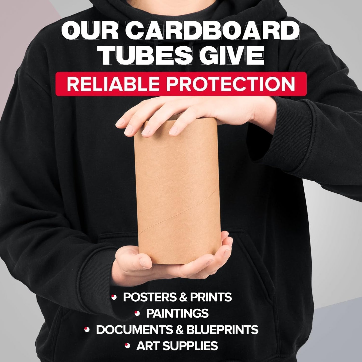 2" x 6" Heavy-Duty Reinforced Cardboard Mailing Tube, Pack of 6 Tubes with 12 Caps – Secure USPS Approved – Great for Shipping and Storing of Prints, Artwork, Posters or Documents