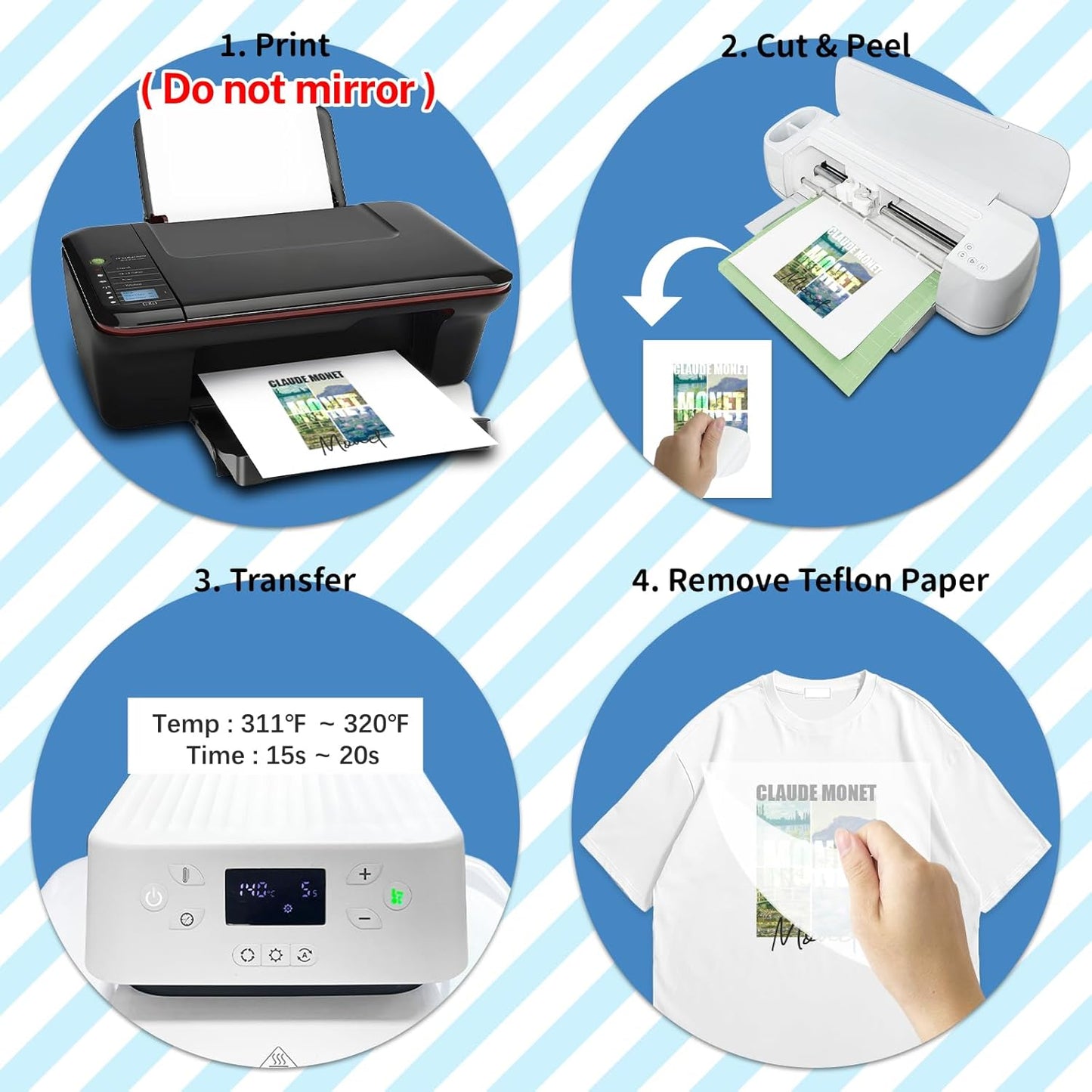 DOIKBEEY Upgraded Version 3.5 Heat Transfer Paper for T Shirts 50 Sheets, 8.5" X 11" Printable Heat Transfer Vinyl, Vivid Color & Durable Iron on Transfer Paper for Dark Fabric