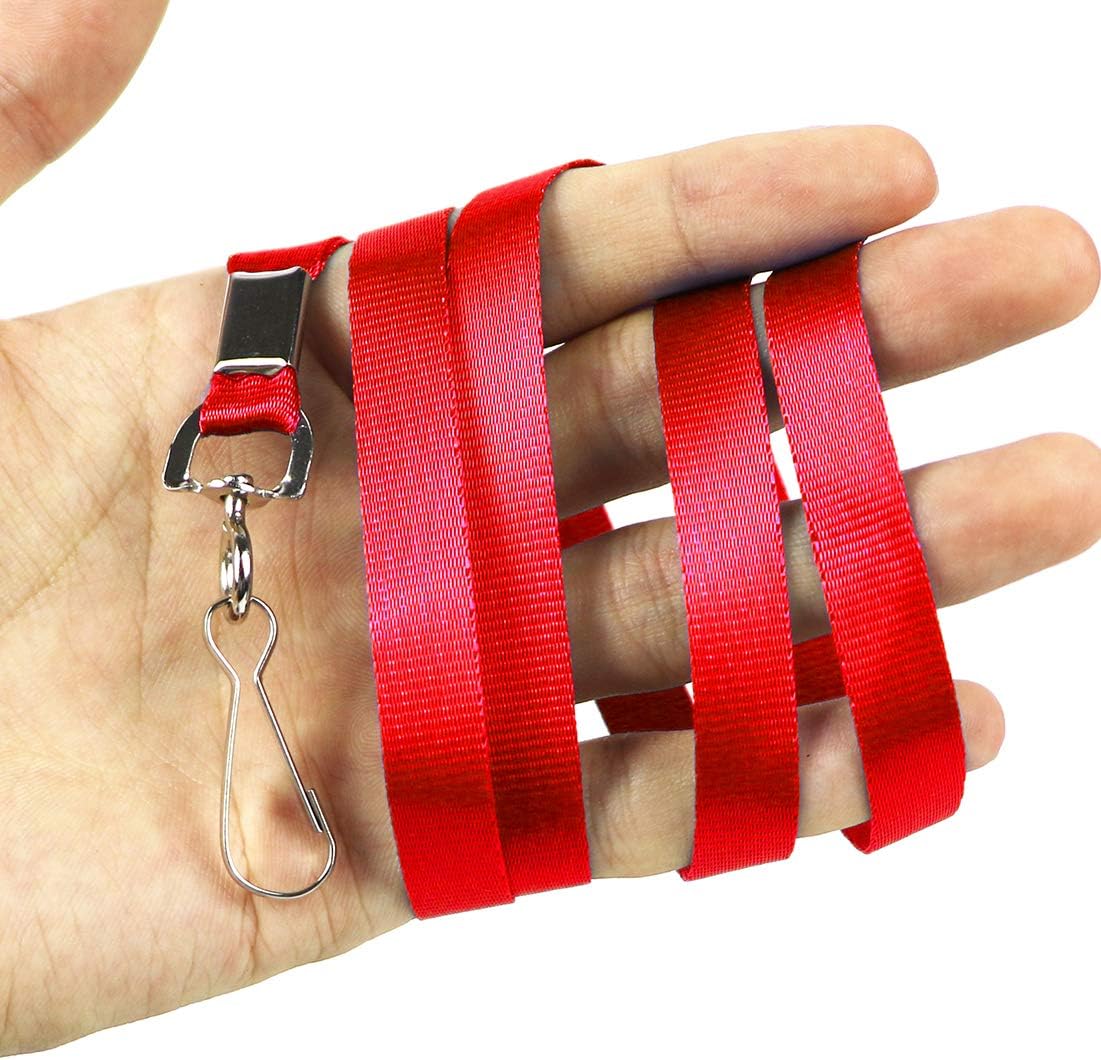Bird Fiy Bulk Red Lanyards for Id Badges Nylon Neck Flat Lanyard for ID Name Badge Holder/Name Tag