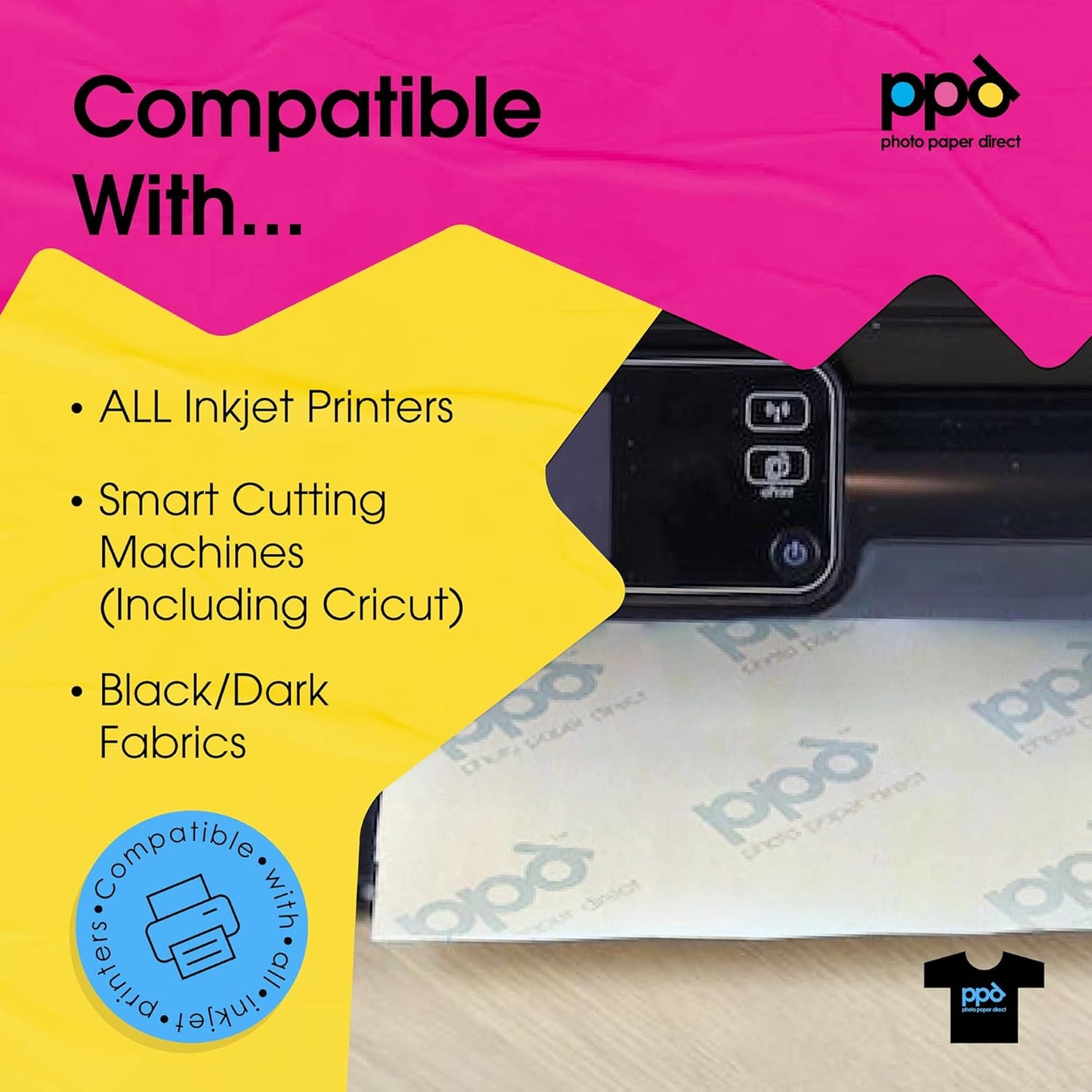 PPD 300 Sheets 8.5x11" - Inkjet Iron-on Heat Transfer Paper for Black & Dark Fabric and T-Shirts - Premium - PPD-4-300