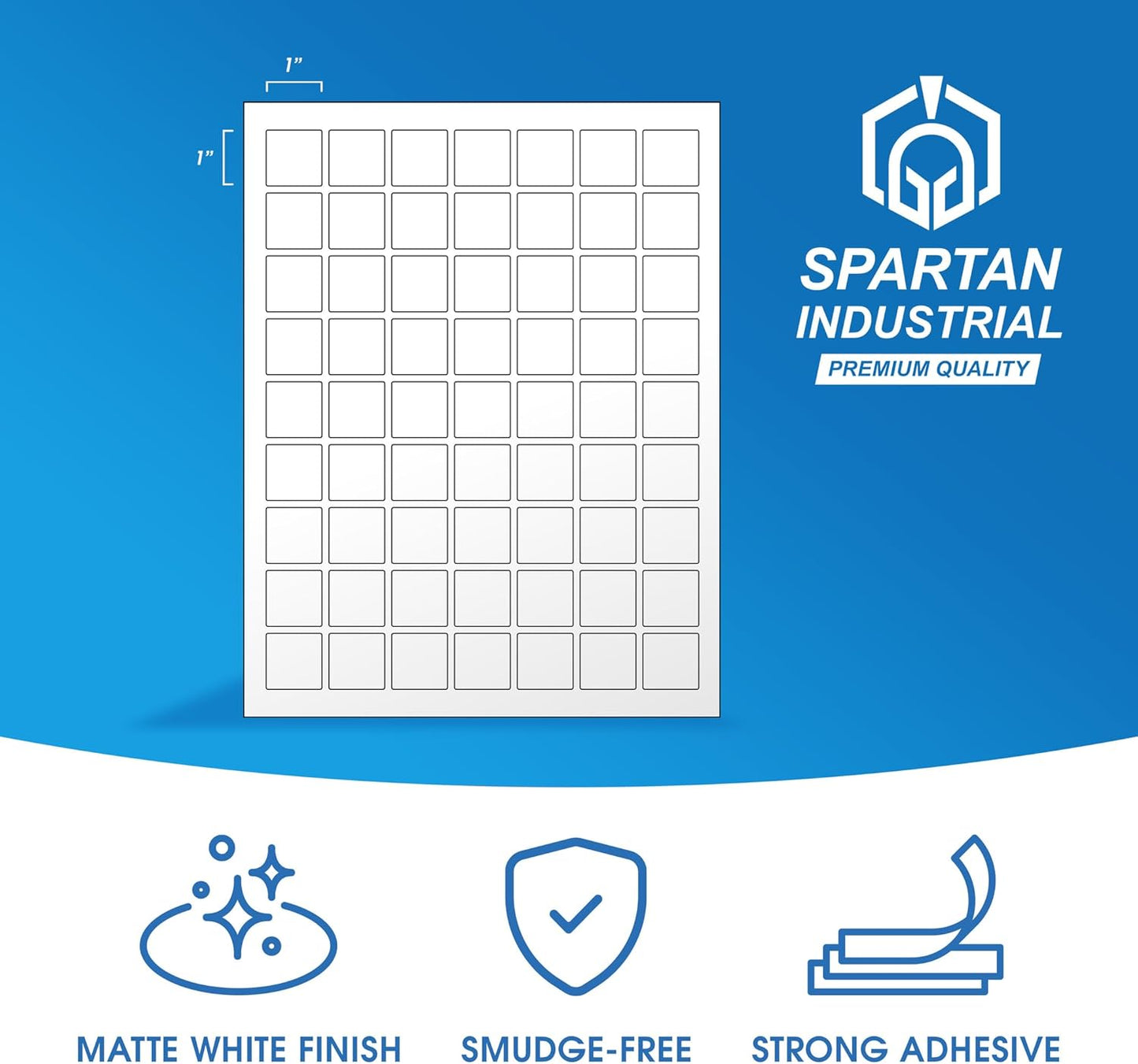 1" X 1" Square Printable Labels Compatible with Inkjet and Laser Printers - 250 Sheets, 15750 Matte White Paper Stickers for QR Codes, Barcodes, and Price Tags - Spartan Industrial