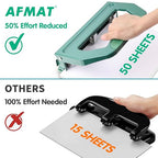 AFMAT 3 Hole Punch Heavy Duty, 9/32" Holes, 50-Sheet Hole Puncher 3 Ring - Image 6