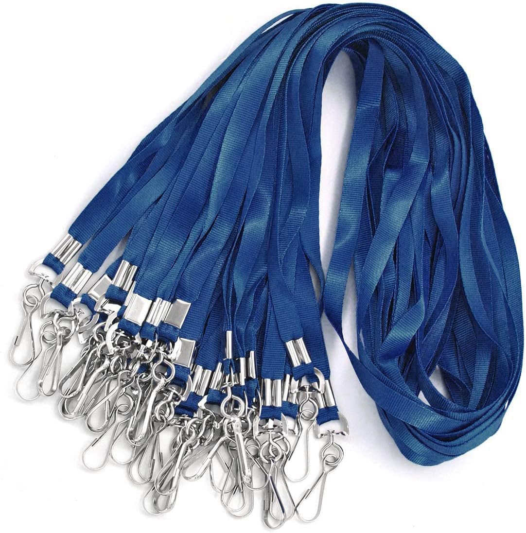 Bird Fiy Bulk Lanyards for Id Badges Nylon Neck Flat Lanyard for ID Name Badge Holder/Name Tag (Navy Blue, 50Pcs)