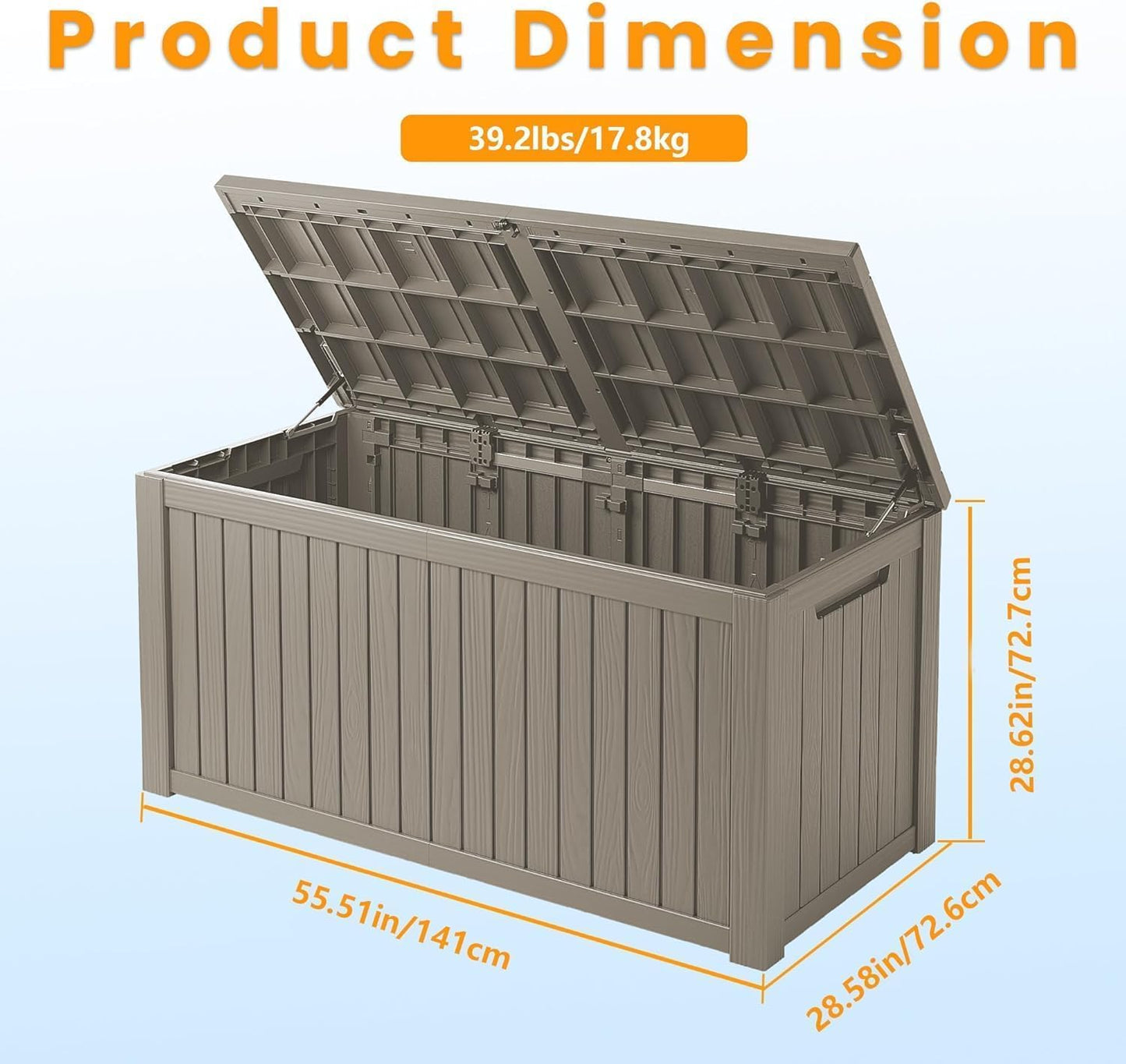 200 Gallon Outdoor Storage Bench Waterproof - Resin Deck Storage Chest for Patio & Pool, Lockable Outdoor Storage Box for Cushions & Tools, UV-Resistant, Granite Grey