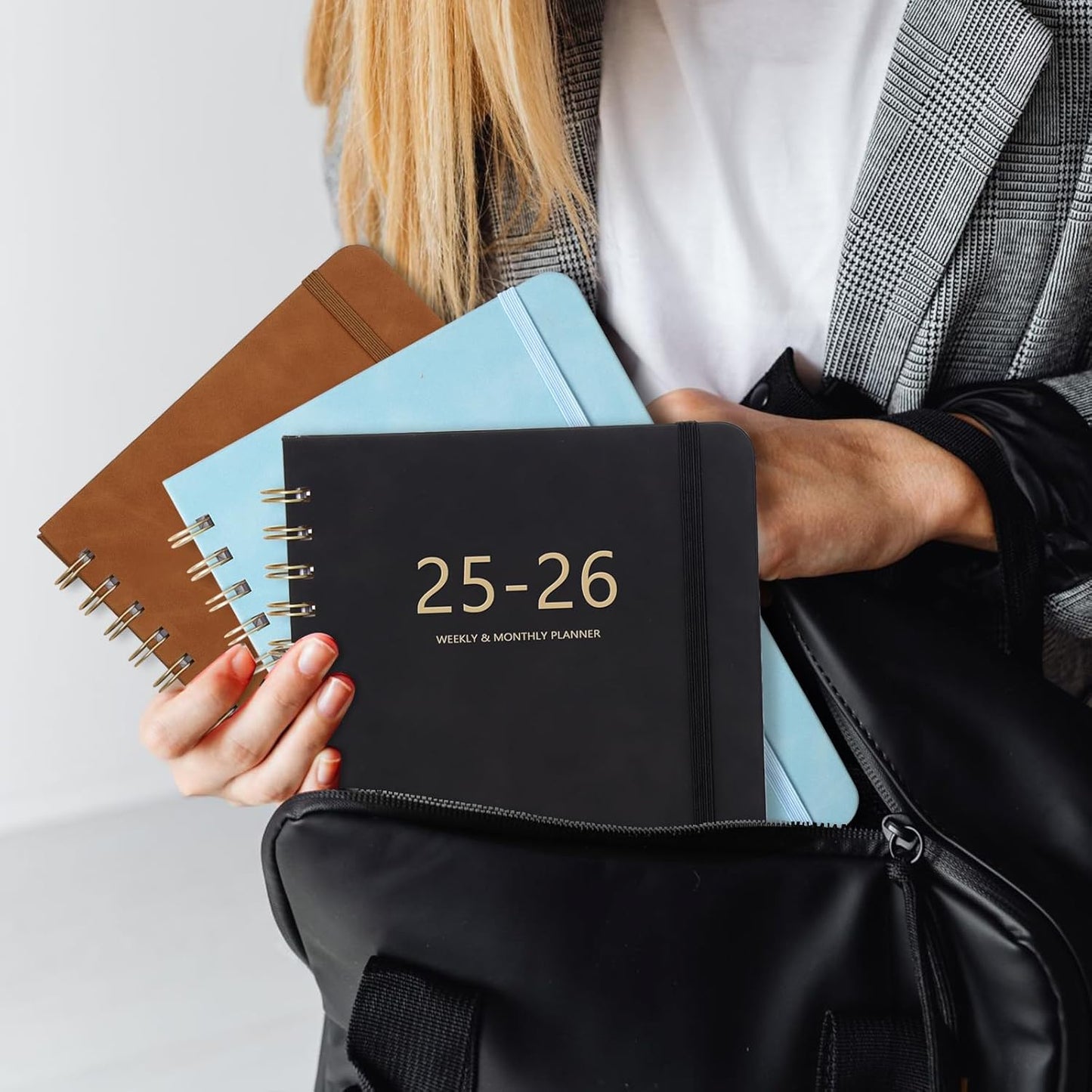 Academic Planner 2025-2026, Weekly and Monthly Calendar Planner, July 2025 - June 2026, 6.4" x 8.5", Faux Leather Cover Yearly Teacher Student Planning Agenda Book with Tabs, Pocket, Notes(Black)