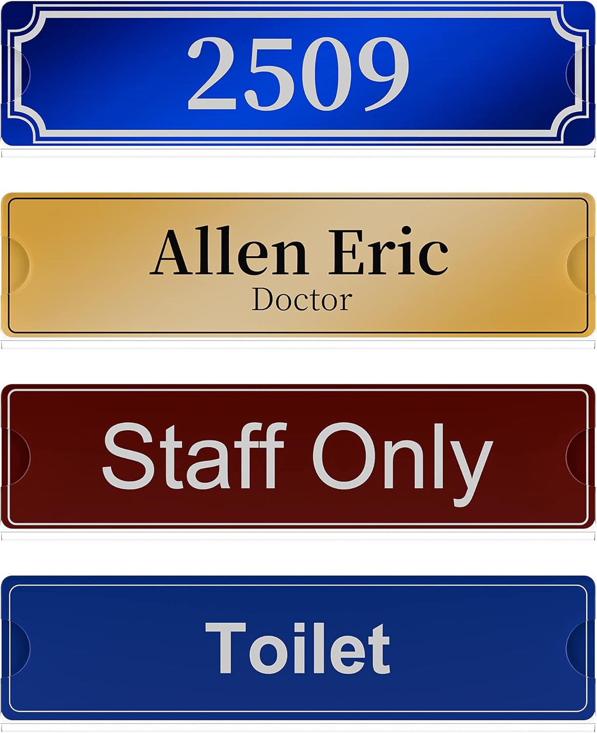 Richboom Acrylic Wall Name Plate Holder, 2x8 Inch, 30 Pack Clear Acrylic Sign Holder Frame with Adhesive Tapes, Door Plates for Home, Office, Classroom