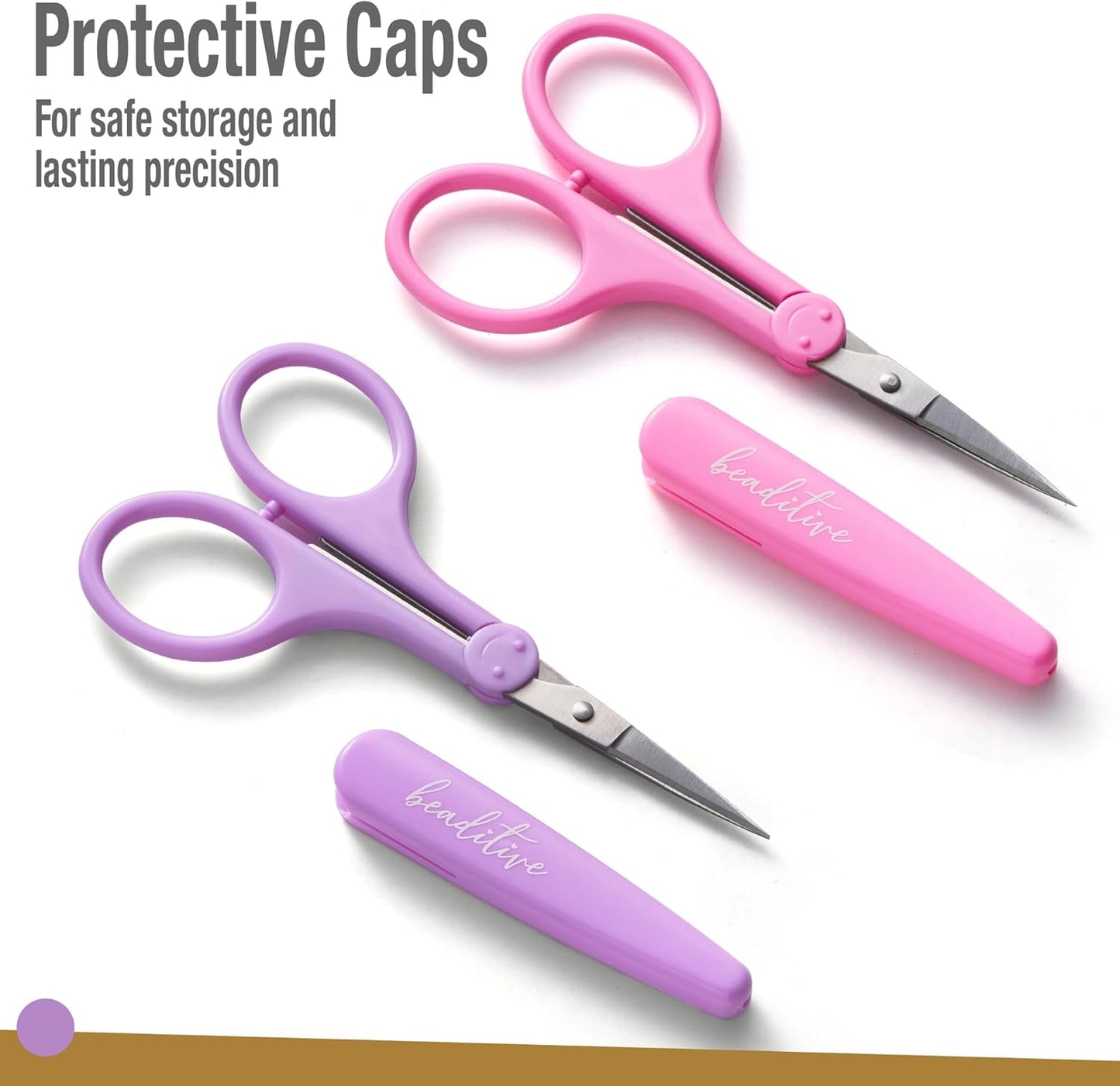 Beaditive High Precision Detail Scissors Set (2-Pc) Sharp, Fine Tips | Paper Cutting, Scrapbooking, Sewing, Crafting | Stainless Steel | Protective Cover (Pastel)