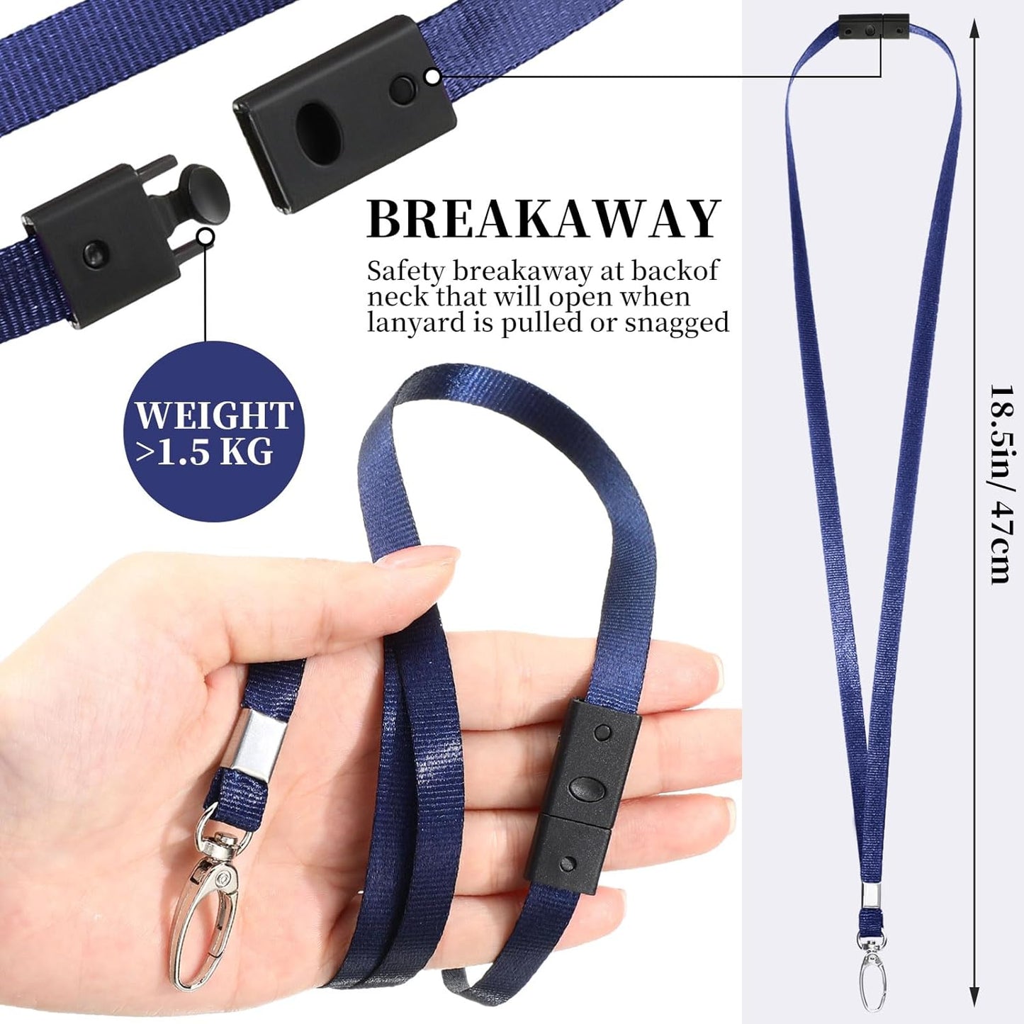 Harloon 150 Pcs Lanyards Breakaway Bulk Neck Flat Lanyard with Detachable Buckle and Clip Swivel Hooks for Badge Holder