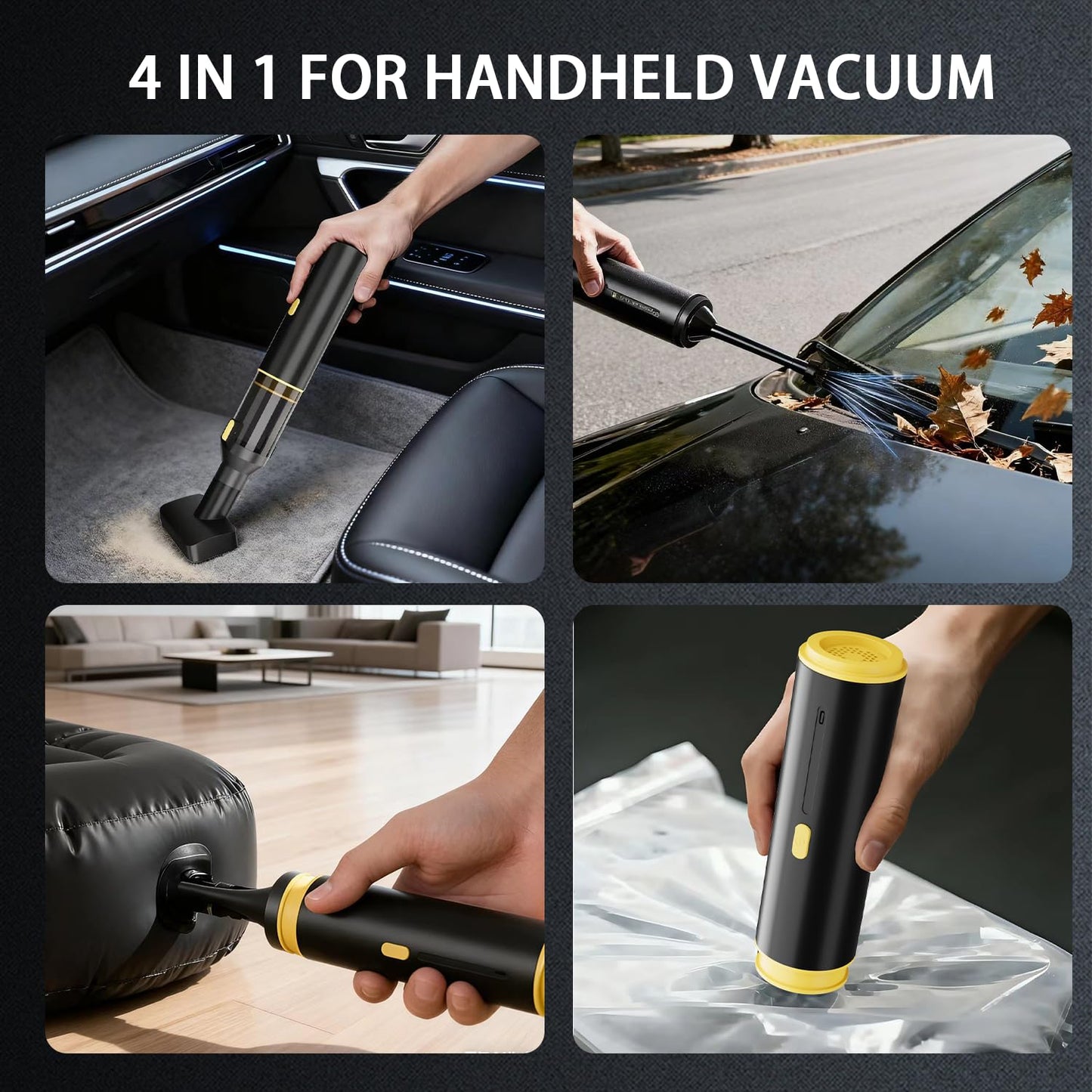 Cros 4-in-1 Mini Cordless Vacuum Cleaner, 21kPa Powerful Suction, Portable Handheld Vacuum for Car & Home, Type-C Rechargeable, Compact & Lightweight