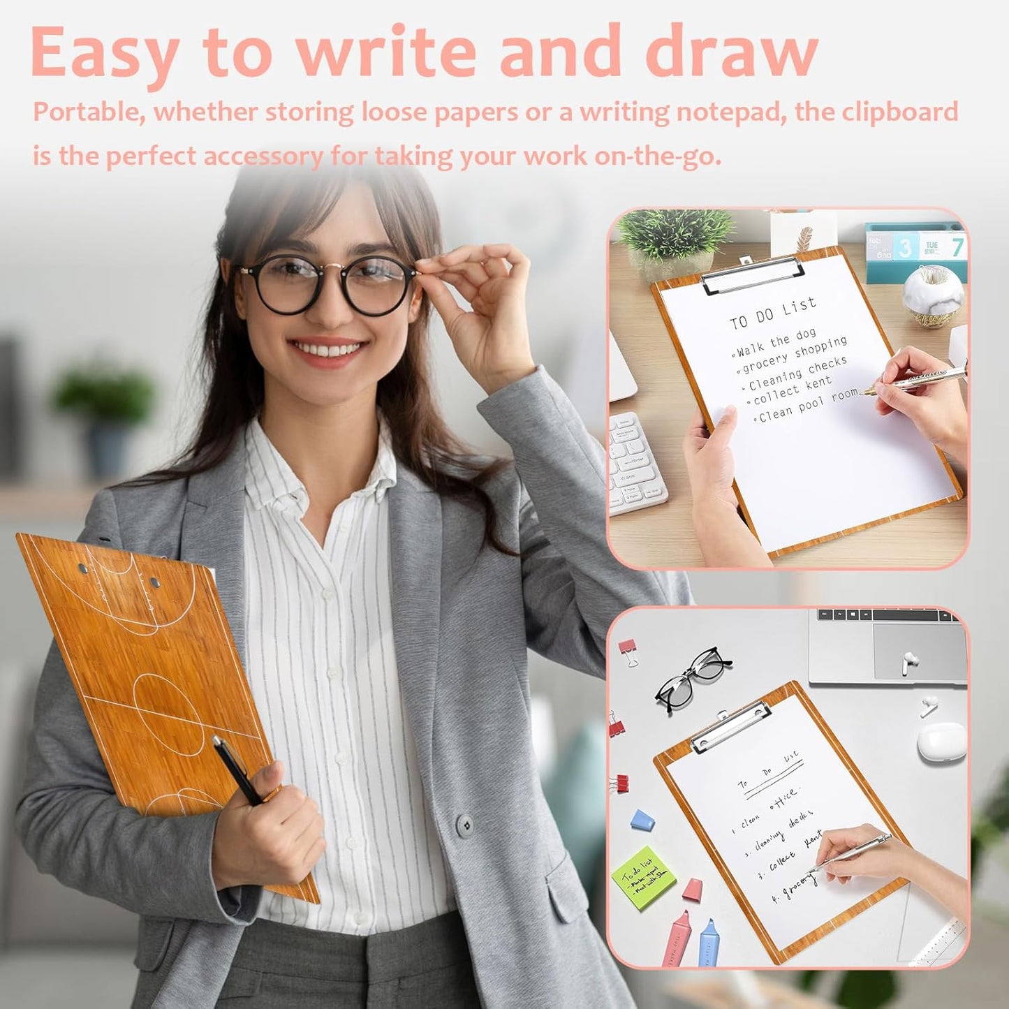 Basketball Coaching Plastic Clipboards,Cute Fashion Clipboard Decorative 8.5" x 12.5"Standard A4 Size Clipboards,Acrylic Clipboard for Teacher,Social Worker,Students,Nurse,Office Supplies