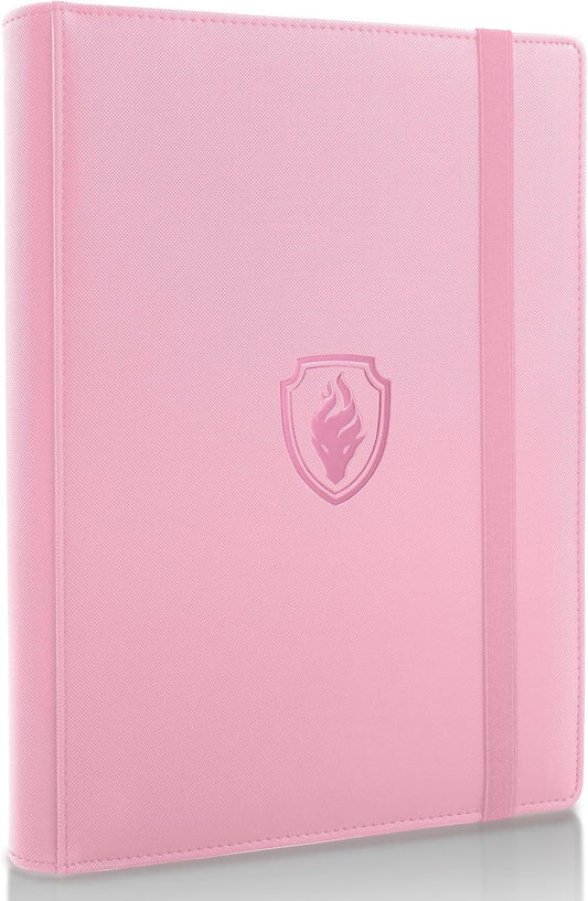 Trading Card Binder - 9 Pocket PU Cover Collection Book for 360 Cards, Premium Sturdy Holder Folders, Album for YuGiOh, MTG, TCG, Game & Sports Cards, Pink