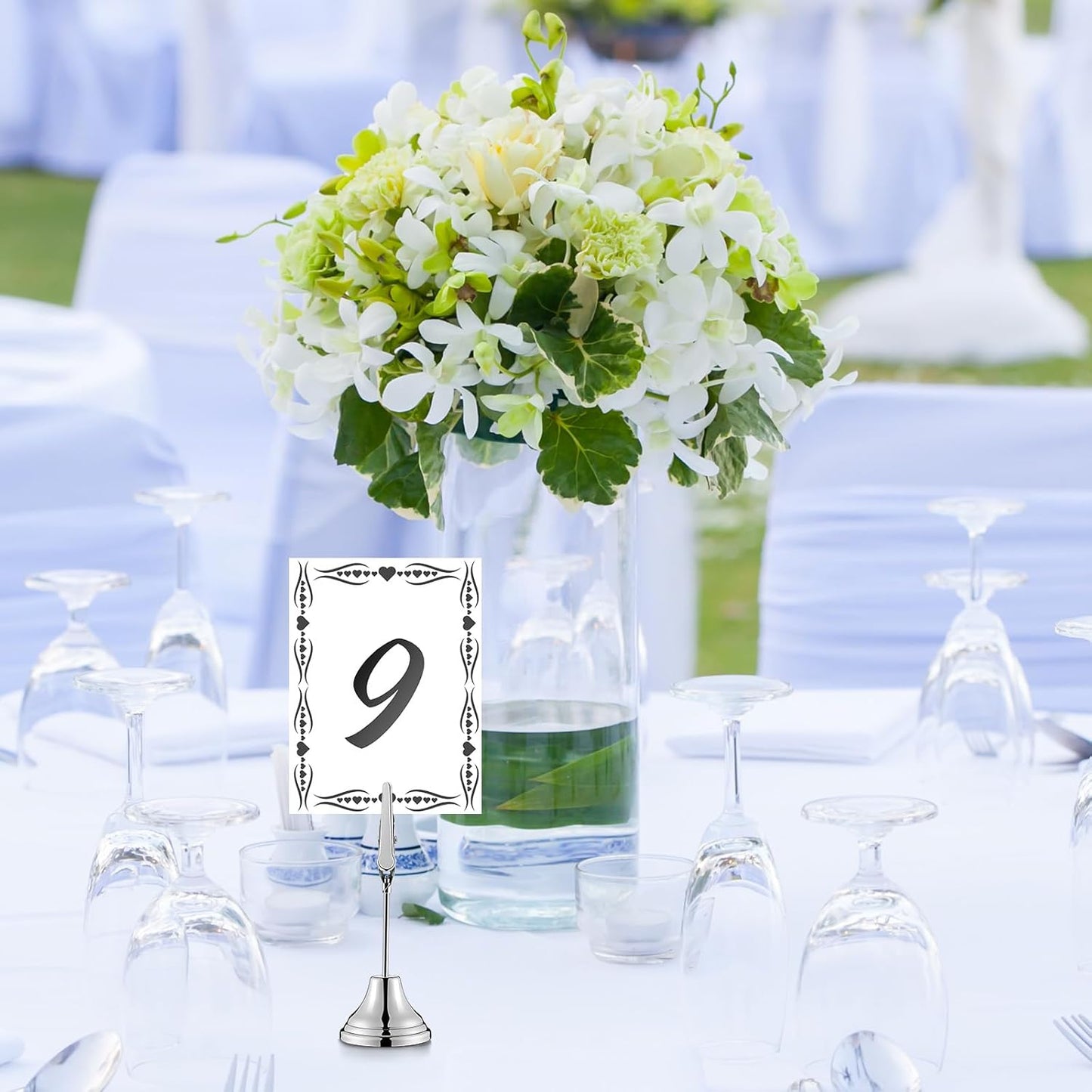 12 Pcs Table Number Holders 3 Inch Place Card Holder with Alligator Clip Metal Table Card Holders Table Number Stands Table Sign Holders for Photos, Food Signs, Birthdays, Weddings (Silver)