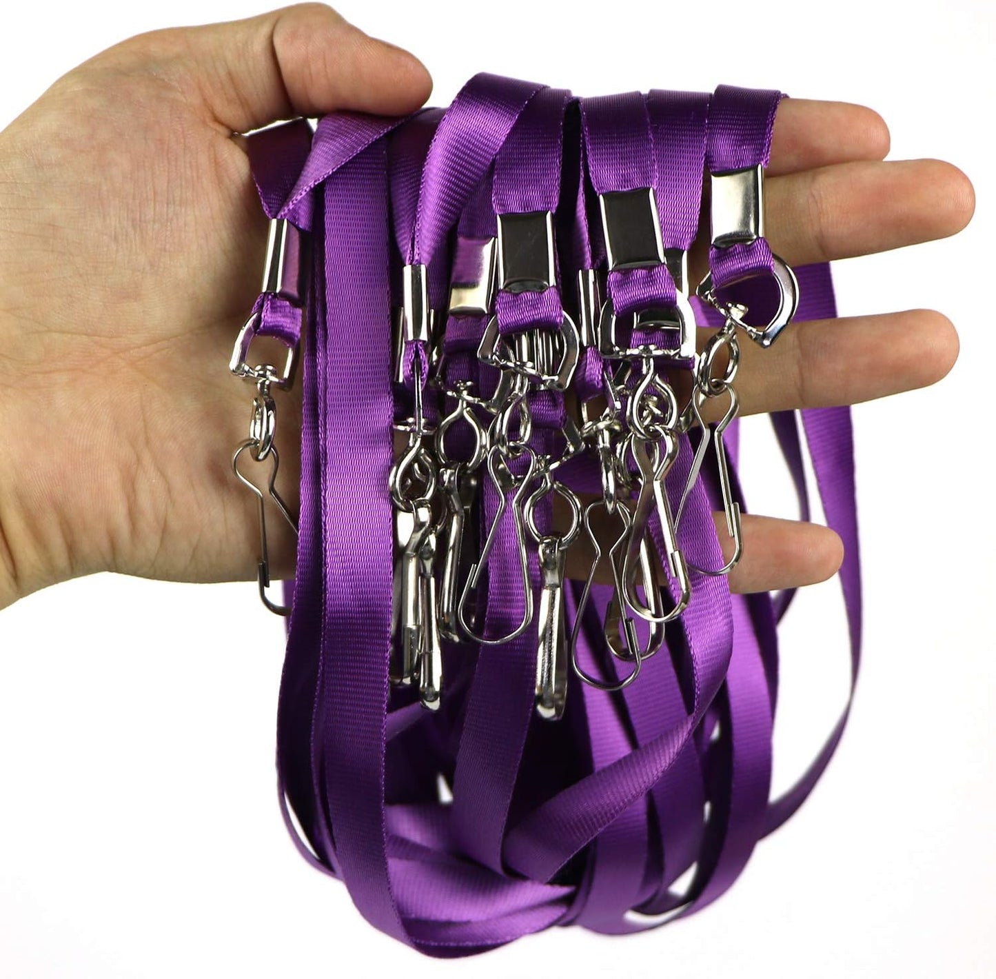 Bulk Lanyards Premium Cruise Lanyard Nylon Badge Lanyards Id Holder Perfect for Office, Kids, Teachers (Purple, 100Pack)