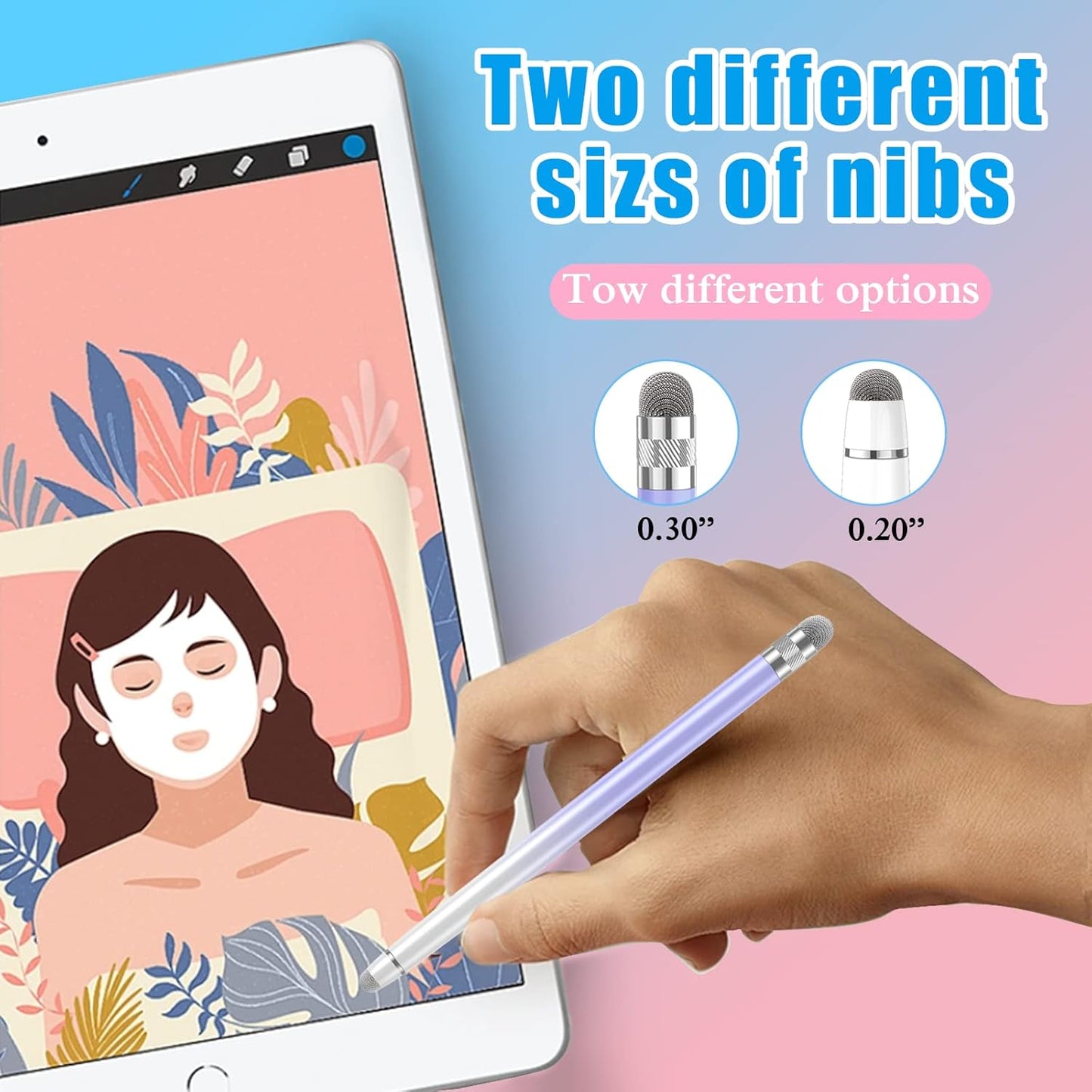 2PCS Stylus Pens for Touch Screens,Stylus Pen for iPhone/iPad/Tablet Android/Microsoft Surface,Compatible with Touch Screens(Purple/Blue)