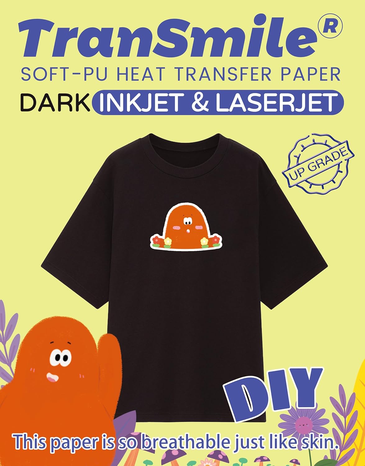 TranSmile Heat Transfer Paper for Dark Fabrics (20 Sheets, 8.5 x 11") Printable Heat Transfer Vinyl for Inkjet & Laserjet Printer Iron on Transfers for T Shirts(D3-20)