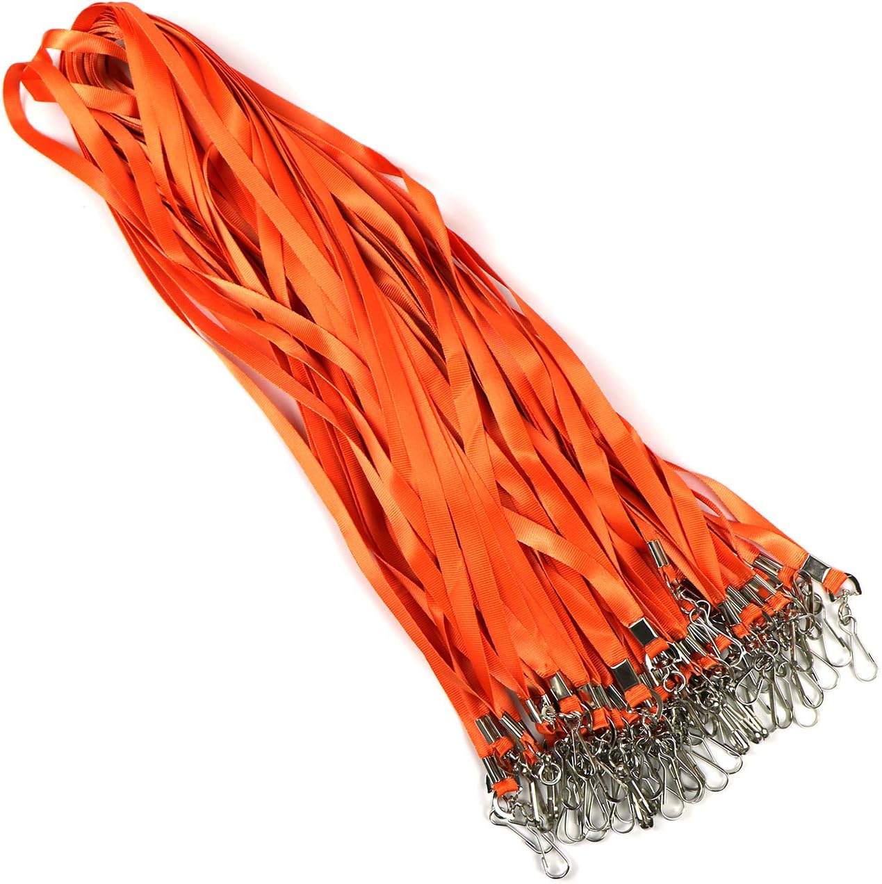 Beebel Orange Lanyard Bulk Lanyards for Id Badges Flat Lanyard with Badge Clip Swivel Hook 50 Pack