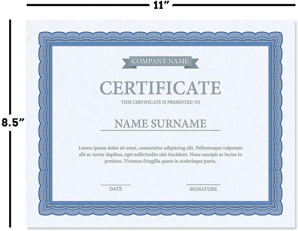 Executive Blue Parchment Certificate Papers - Pack of 25, Laser & Inkjet Printer Compatible, For Office, Business Awards, Graduation, School Diplomas, 8-1/2" x 11" on 60 lb. Text Stock