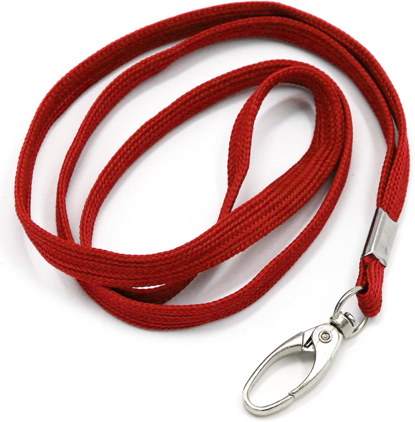 100 Pack Lanyards Bulk Lanyard for Office Id Badges Flat Lanyard with Badge Clip Swivel Hook (100 Pack, Red)