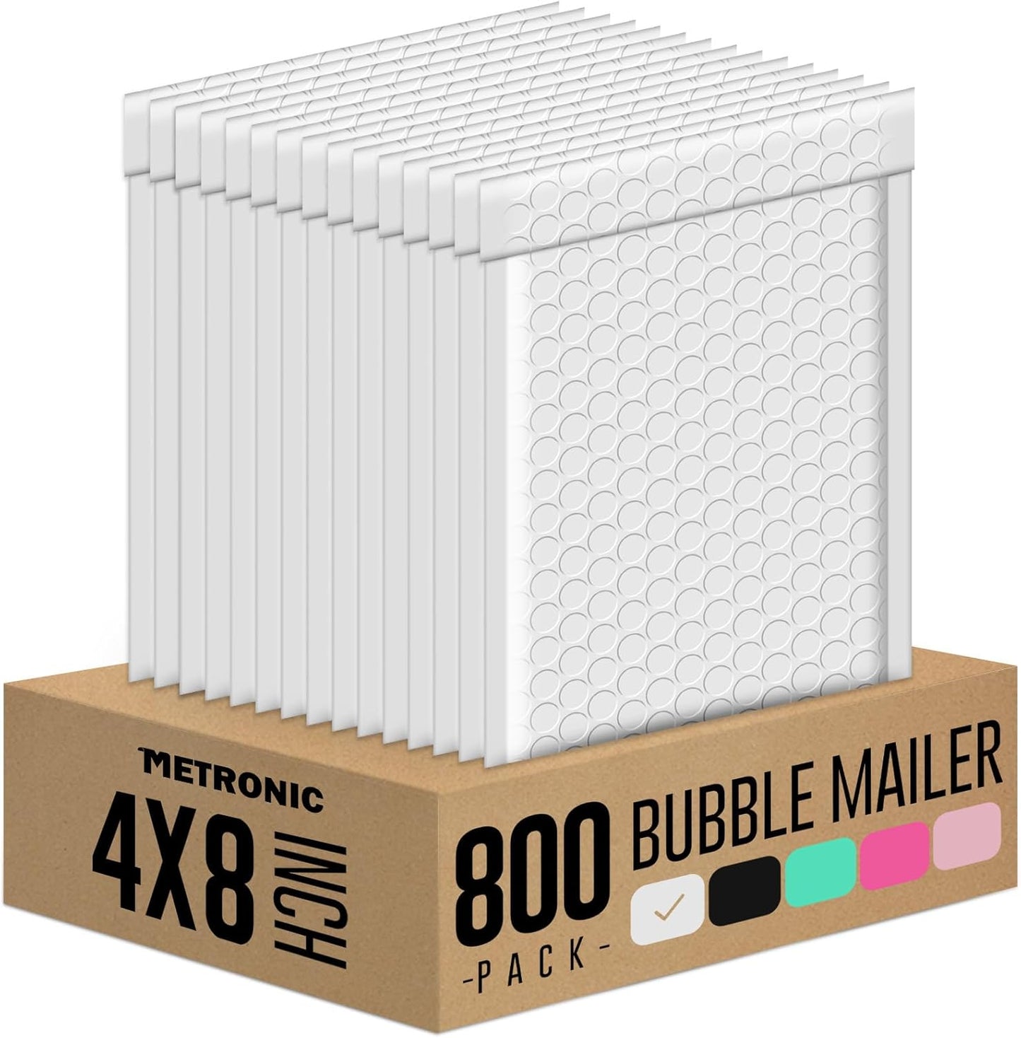 Metronic 800Pack Small Bubble Mailer 4x8 Inch White Bubble Mailers Usable Size 4x7 Waterproof Padded Envelopes, Self Seal Adhesion Bubble Envelopes, Cushioning Padded Mailers for Jewelry