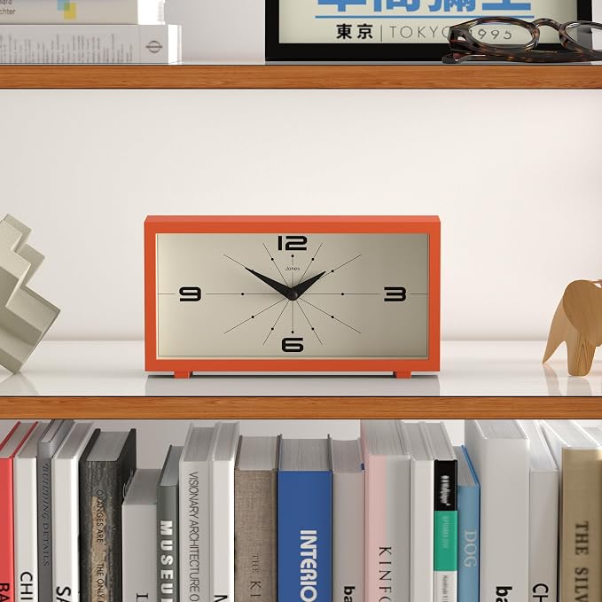 JONES CLOCKS® Odeon Desk Clock | Modern Rectangular Design | Orange | Stylish - Image 5