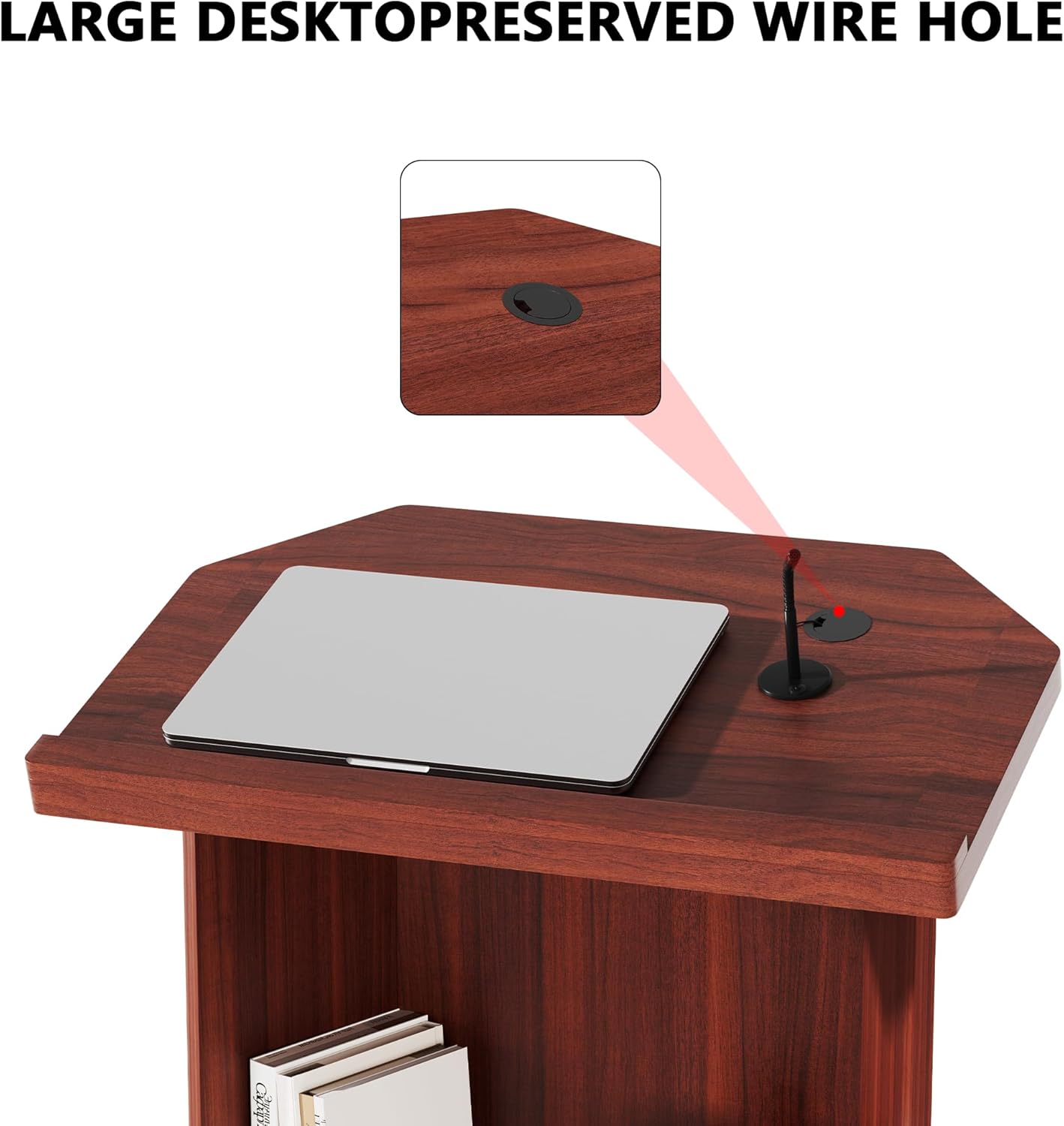 Wood Podium,Compact Podium Stand,15MM Particle Board,Pulpit with Storage,Mic Stand Space,Easy Installation Wooden Lectern for Restaurants,Churches,Seminars and Schools