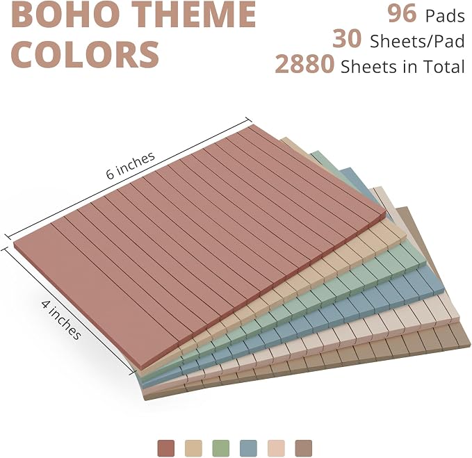 Lined Sticky Notes, 96 Pads, 4x6 Inches, Large Sticky Notes - Image 2
