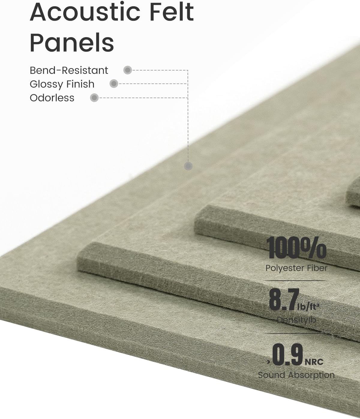 Felt Bulletin Board Tiles -28"x18" Cork Board Alternative for Office Decor, Push Pin Board Wall Organizer 6-Pack - Sage