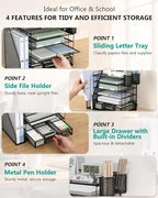 WALI Desk File Organizer, 6 Tier Desktop Paper Letter Tray Organizer - Image 4