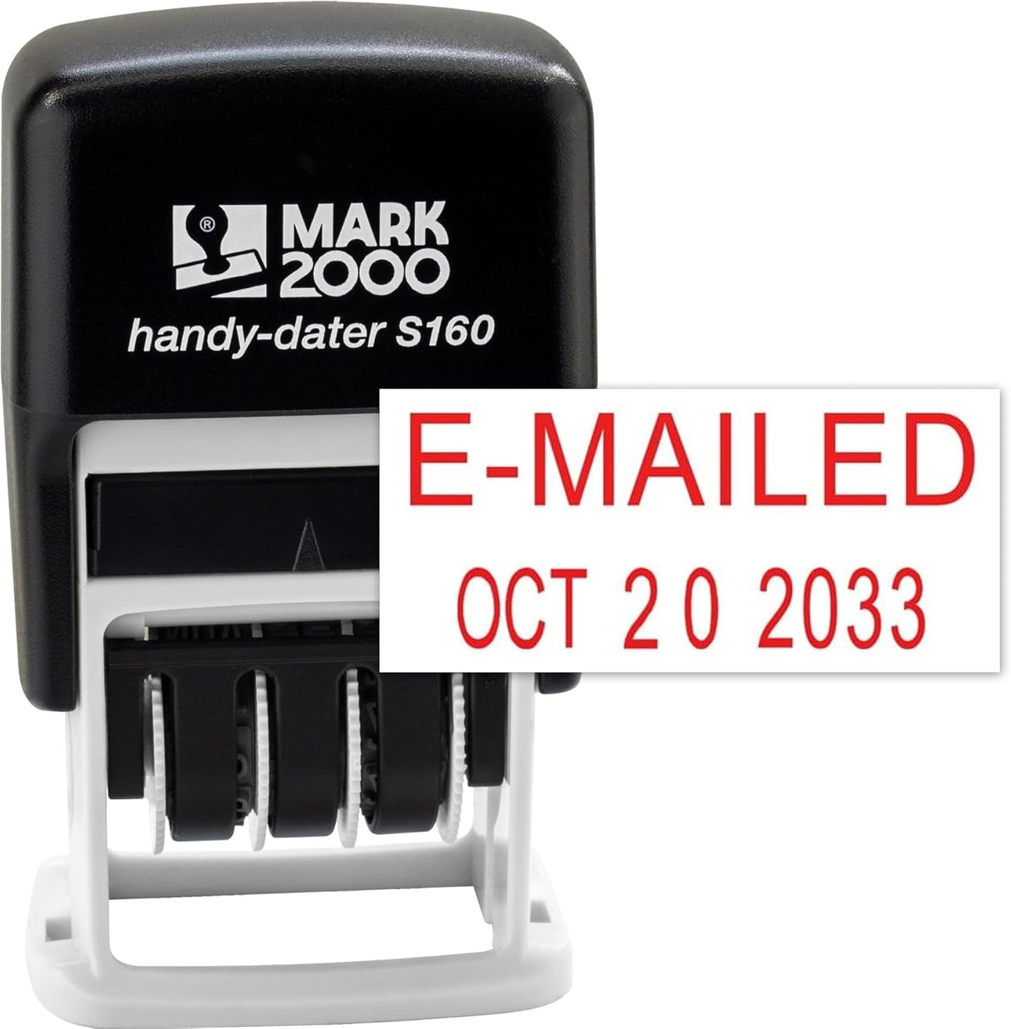 Mark 2000 Self-Inking Rubber Date Office Stamp with E-Mailed Phrase & Date - Red Ink (Handy-Dater S160), 12-Year Band