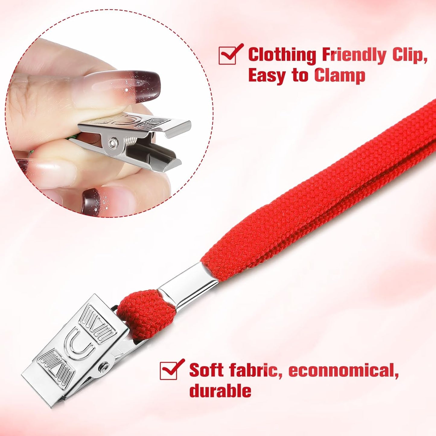 Marspark 100 Pcs Name Tag Lanyards with ID Holder Lanyards for ID Badges Resealable Flat Neck Name Tag with Clip Waterproof Plastic Clear Badges Bulk for School Office Supplies (Red)