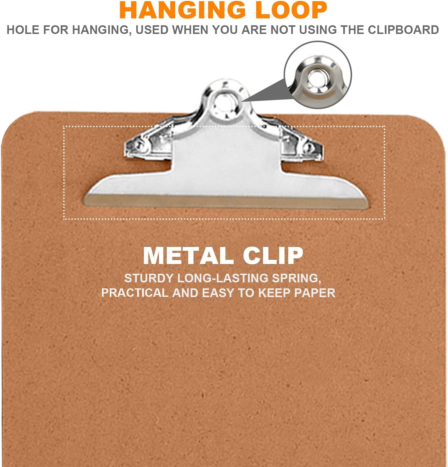 HERKKA 6 Pack Hardboard Office Clipboards - A4 Letter Size, ECO Friendly