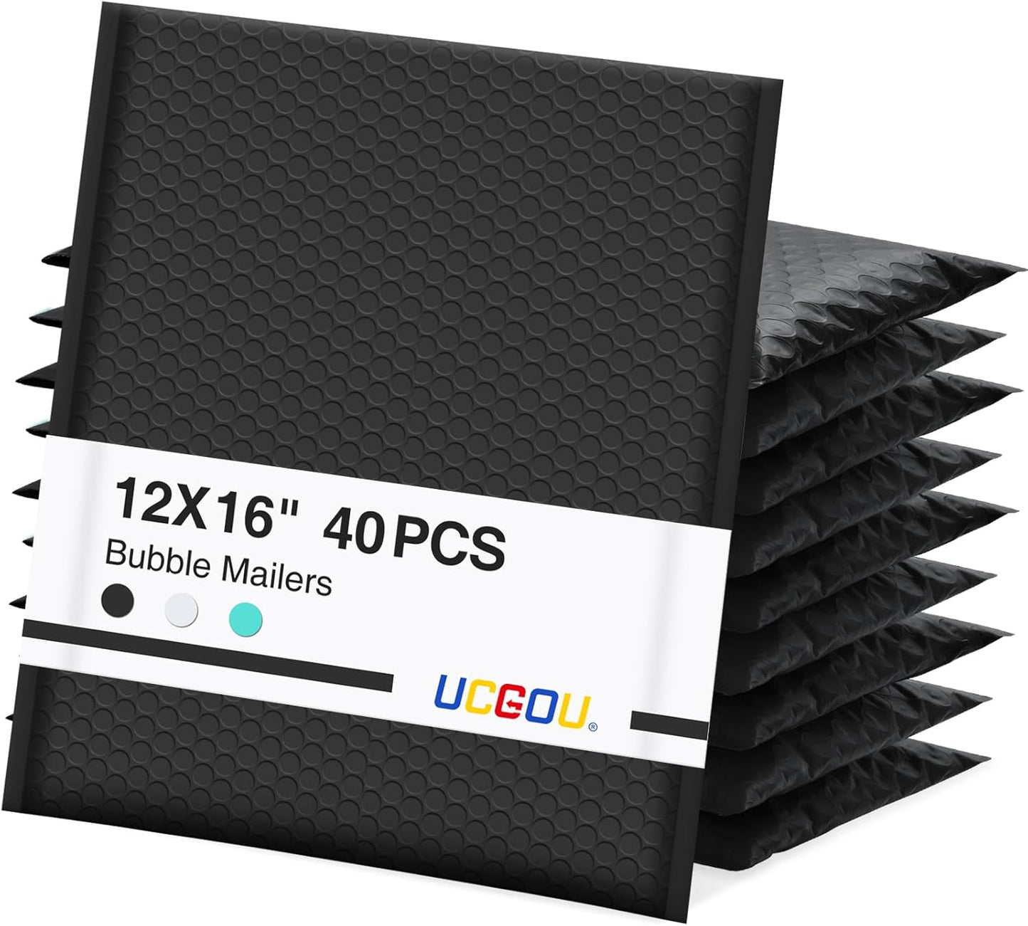 UCGOU Bubble Mailers 12x16 Inch 40 Pack Usable Size 12x15 Inch Large Padded Envelopes Black Waterproof Packaging Bags for Shipping Self Seal Strong Adhesion Envelopes for Jewelry Makeup Supplies