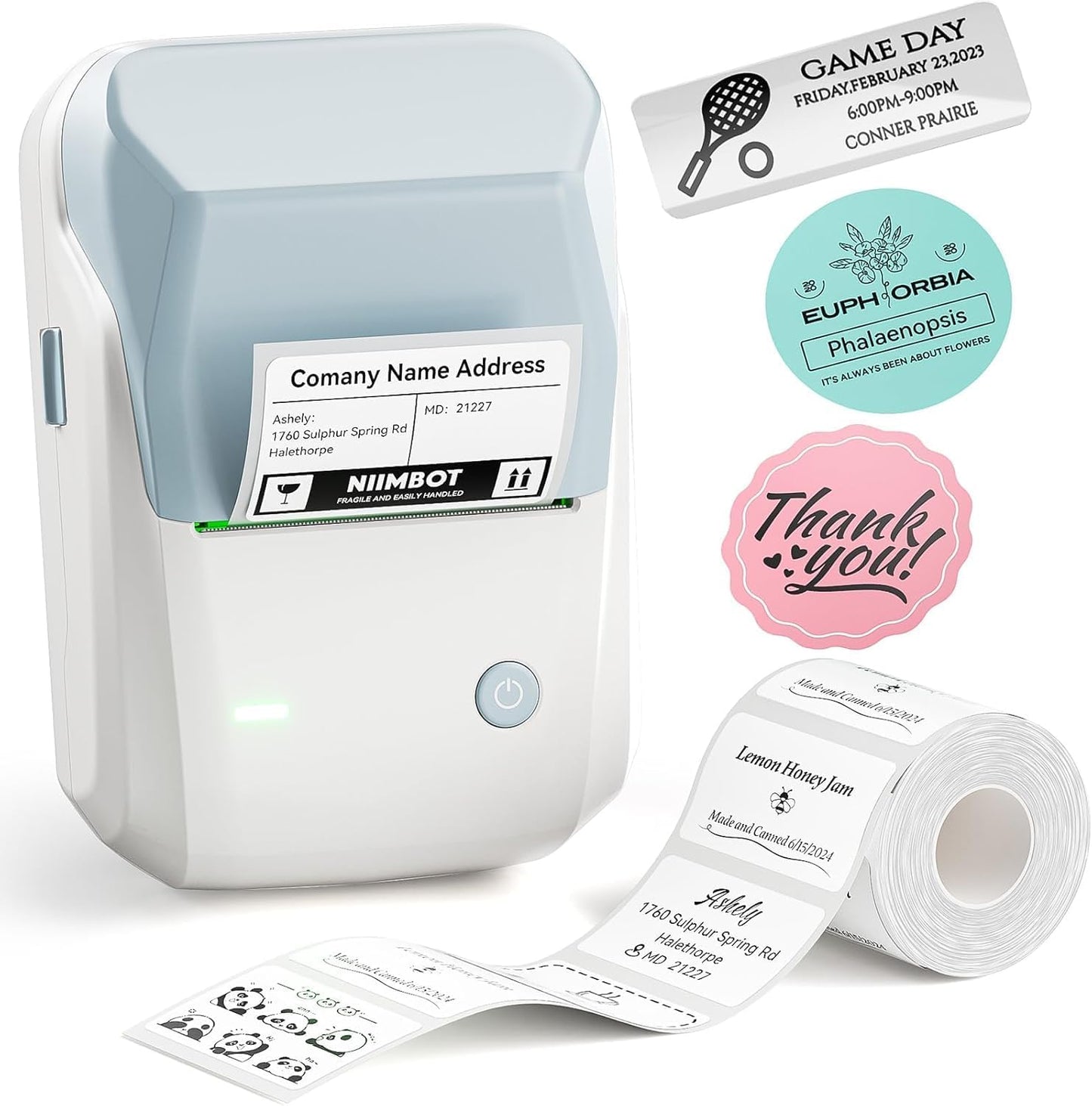 NIIMBOT B1 Label Maker Machine with Tape, Thermal Label Printer Easy to Use for Office, Home, Business, 2 Inch Label Maker with 2'' x1.18'' Labels