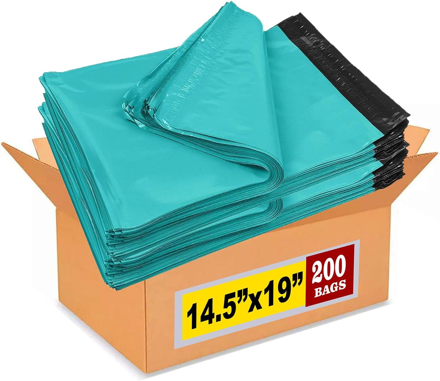 iMBAPrice (200-Pack) Poly Mailers 14.5x19 Inch Large #6 Teal Color Poly Mailing Shipping Envelopes Bags, Self Seal Adhesive Waterproof and Tear Proof (Total 200 Bags)