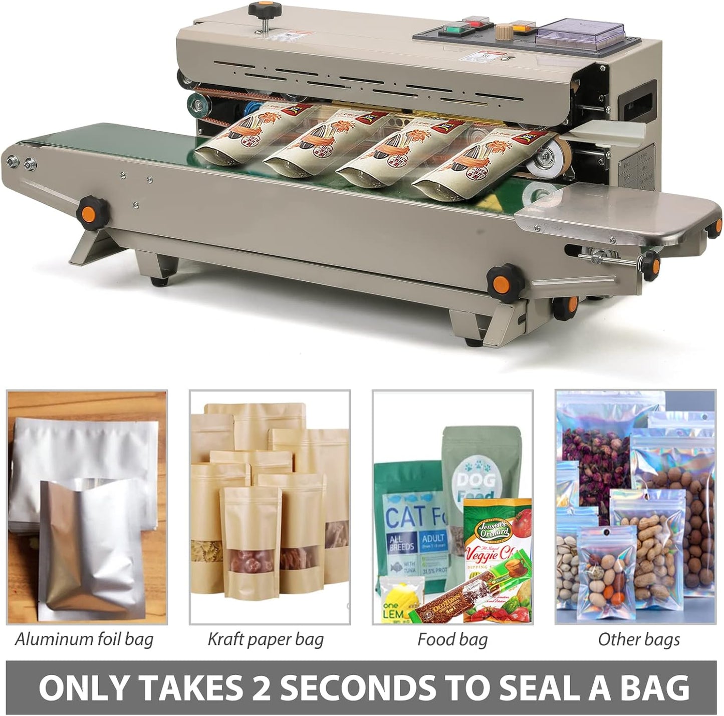 Continuous Sealing Machine FR-900 Automatic Horizontal Continuous Plastic Bag Band Sealing Sealer Machine Stamp Coding