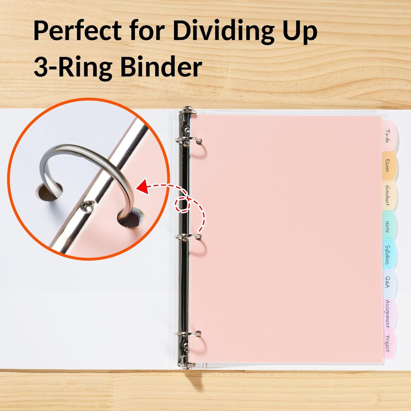 Sooez 8 Tabs Long-Lasting Plastic Write & Erase Large Tabs Dividers for 3 Ring Binder, Aesthetic Cute Pastels Binder Dividers for Student, Teacher, Office, Home Organizers, 3 Sets, Muted
