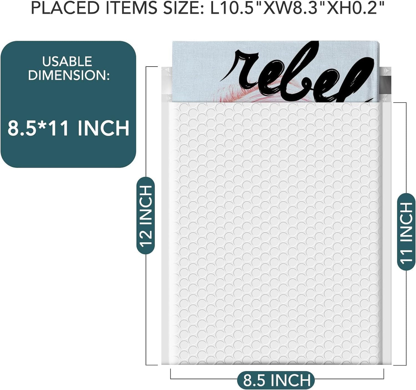 Metronic Bubble Mailers 8.5x12 500 Pack White Bubble Mailers Waterproof Thick Padded Envelopes Mailing Envelopes Bubble Padded for Packaging, Makeup, Gift, Mailing, Shipping, Small Items Supplies