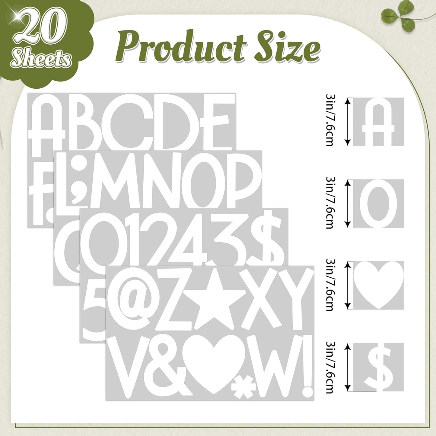 240Pcs Bulletin Board Letters 20Sheets Letter Stickers Vinyl Alphabet Stickers Mailbox Numbers Self Adhesive Waterproof Large Sticker for Bulletin Board Scrapbook Classroom Address Decor(White,3 Inch)