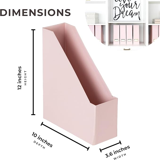 BLU MONACO | Cardboard Magazine File Holder Set of 6 Pink | Vertical Magazine - Image 7