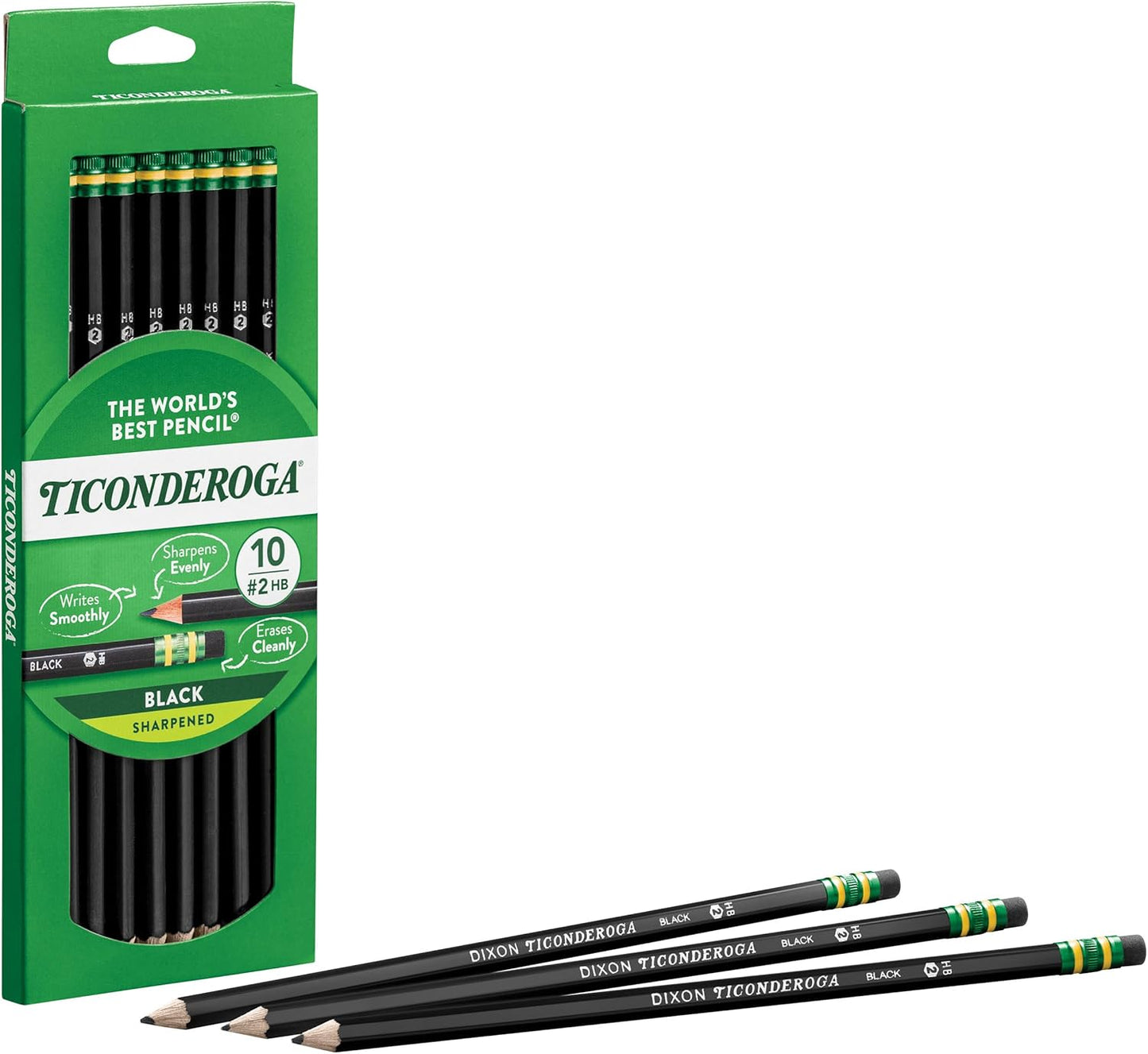 Dixon Ticonderoga Wood-Cased #2 Pencils, Pre-Sharpened, Pack of 60, Black (13915) (60)